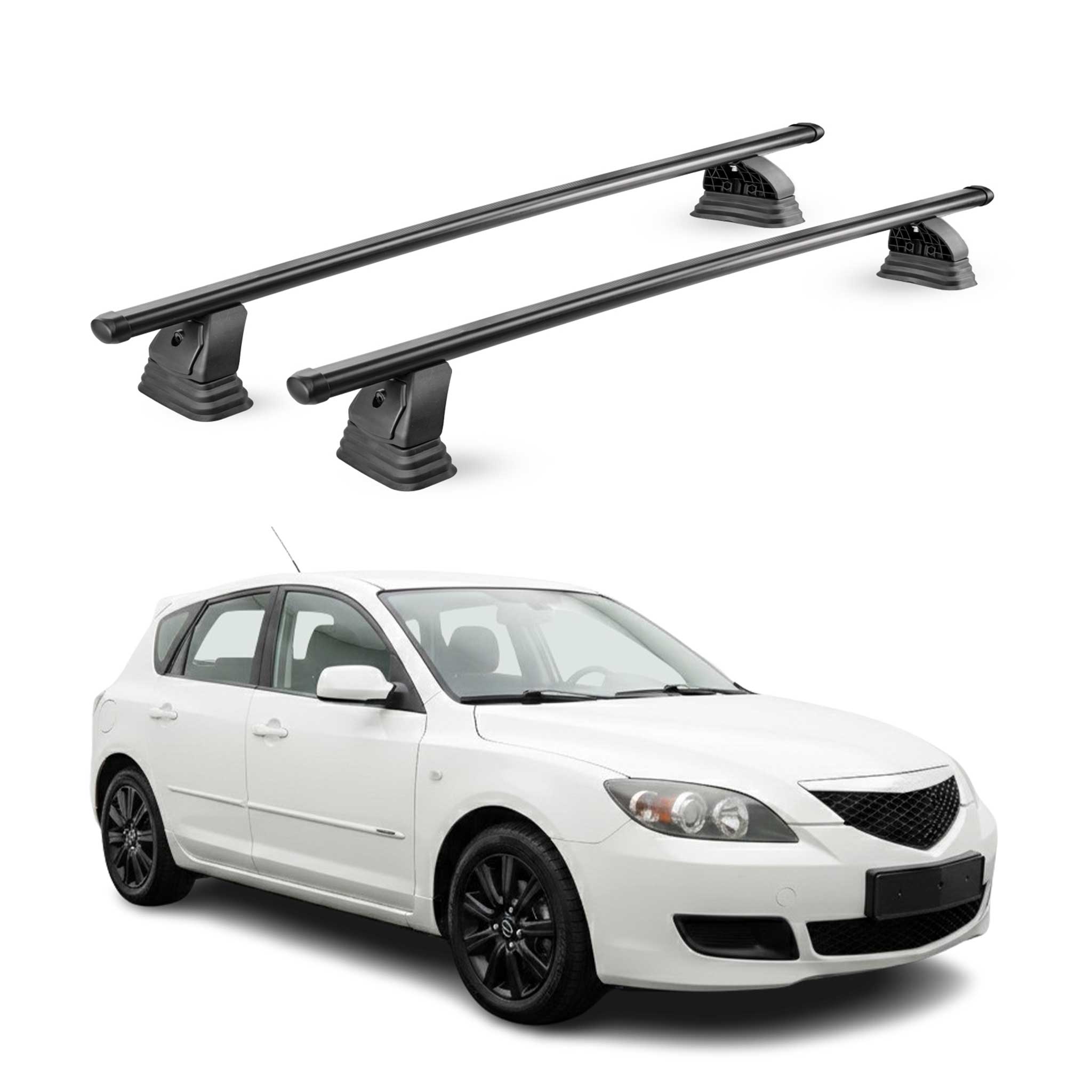 Stahl Dachträger für Mazda 3 I 2004-2009 TÜV Abschließbar 75 kg 2tlg Schwarz