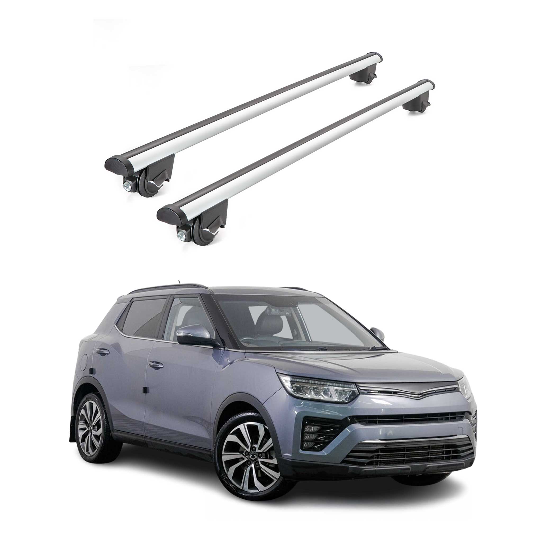 Dachträger für Ssangyong Tivoli 2015-2023 Gepäckträger 100kg Aluminium Grau