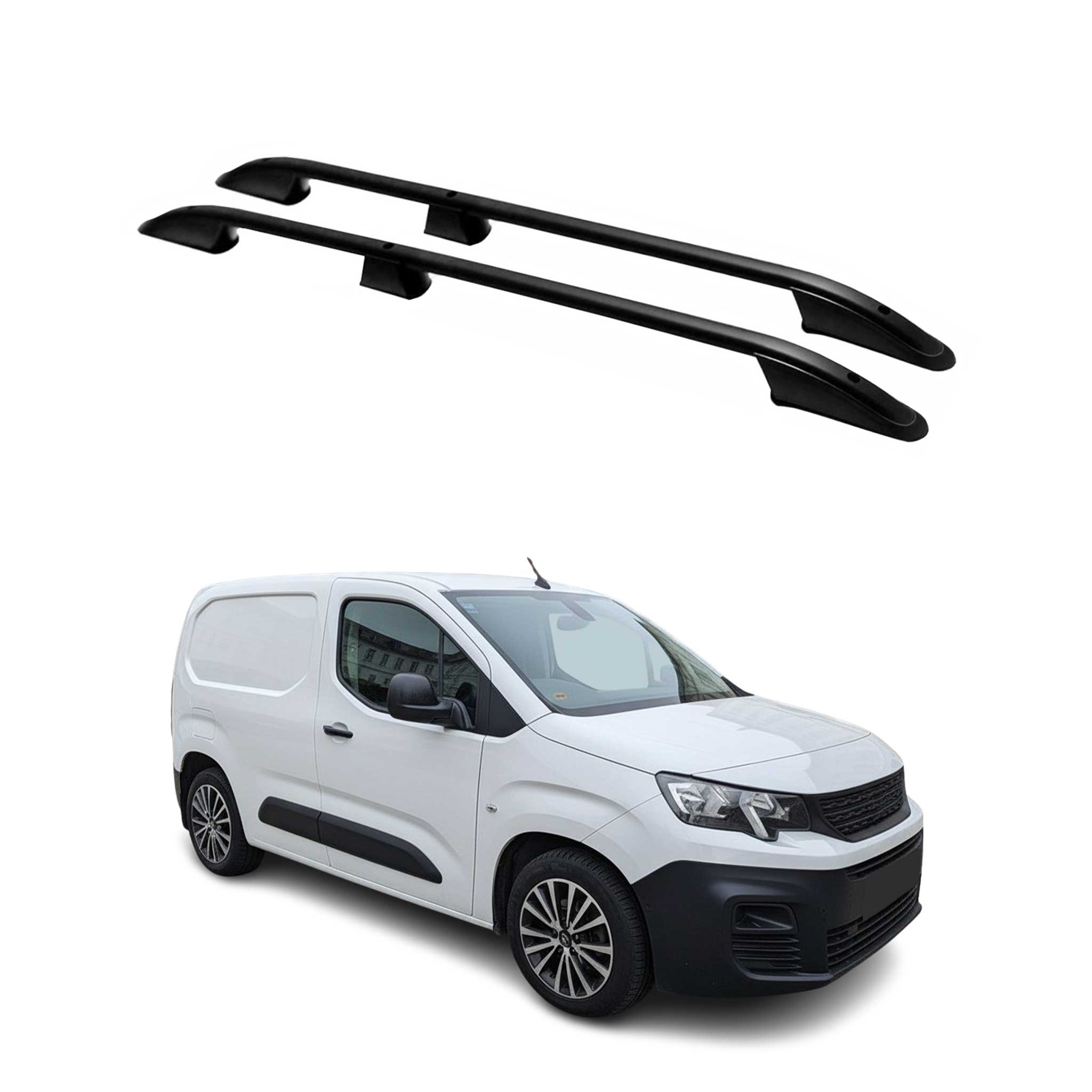 Dachreling Dachgepäckträger für Peugeot Partner 2018-2024 L1 Kurzer Alu Schwarz