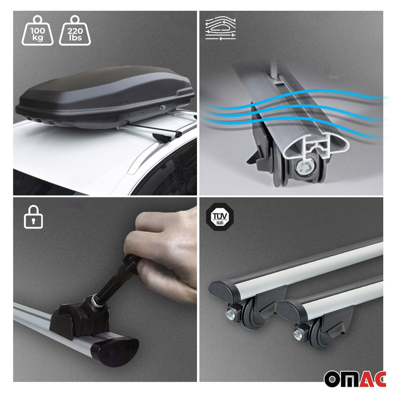 Dachträger für Seat Leon ST 2013-2020 Gepäckträger 100kg Aluminium Grau