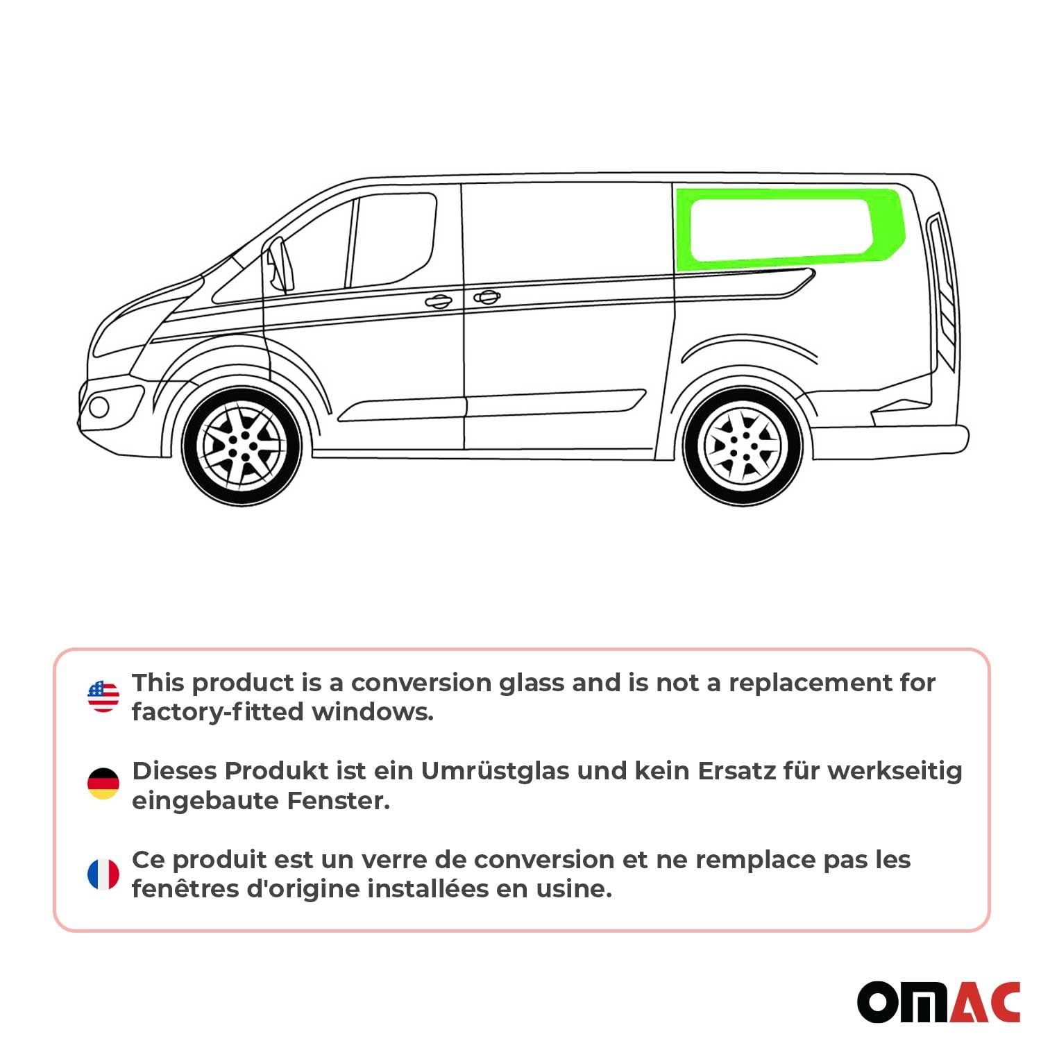 Hintere Seitenfenster Auto für Ford Transit Custom 2013-2024 Links Schiebetür L2
