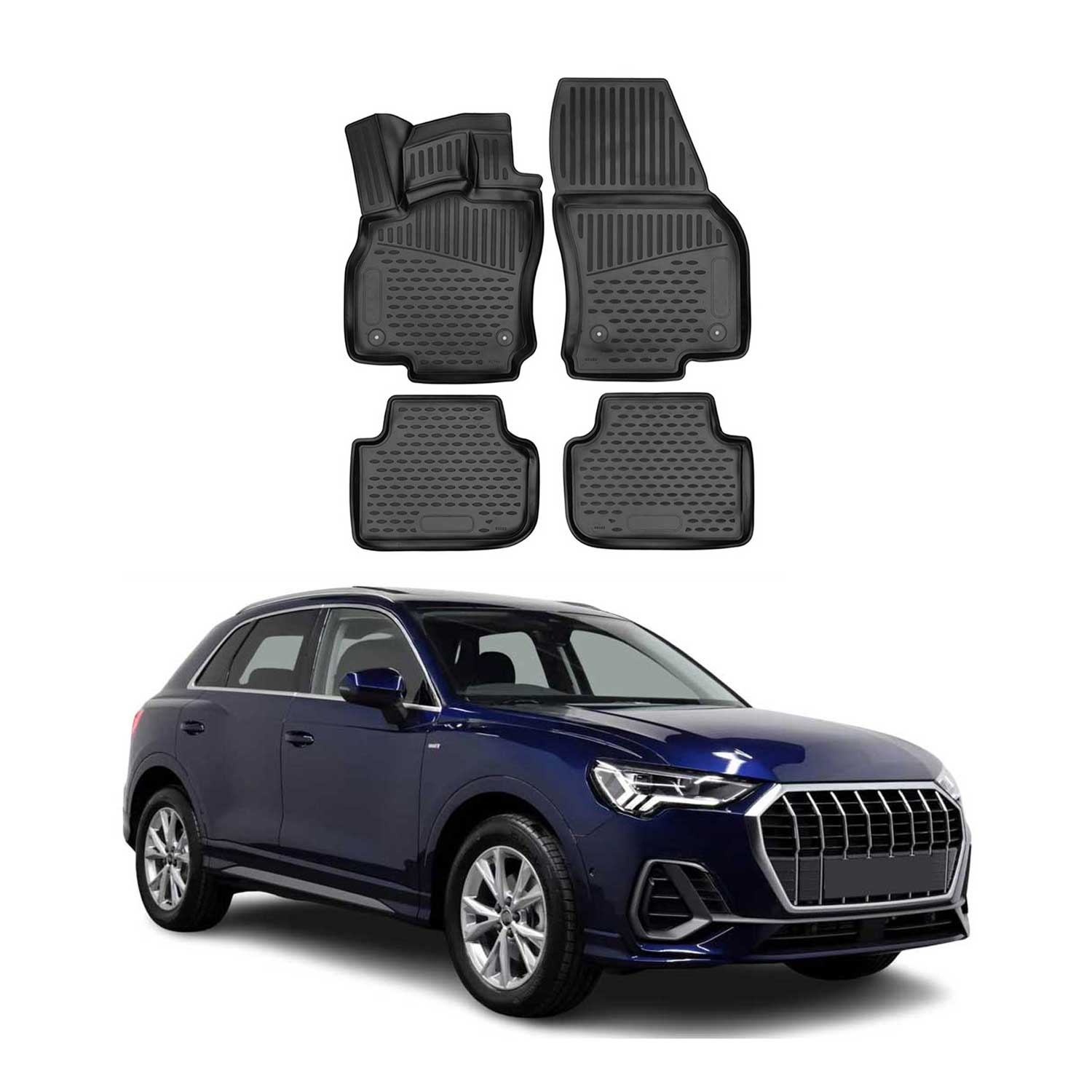 Fußmatten Gummimatten für Audi Q3 Q3 Sportback 2018-2025 Automatten Schwarz TPE