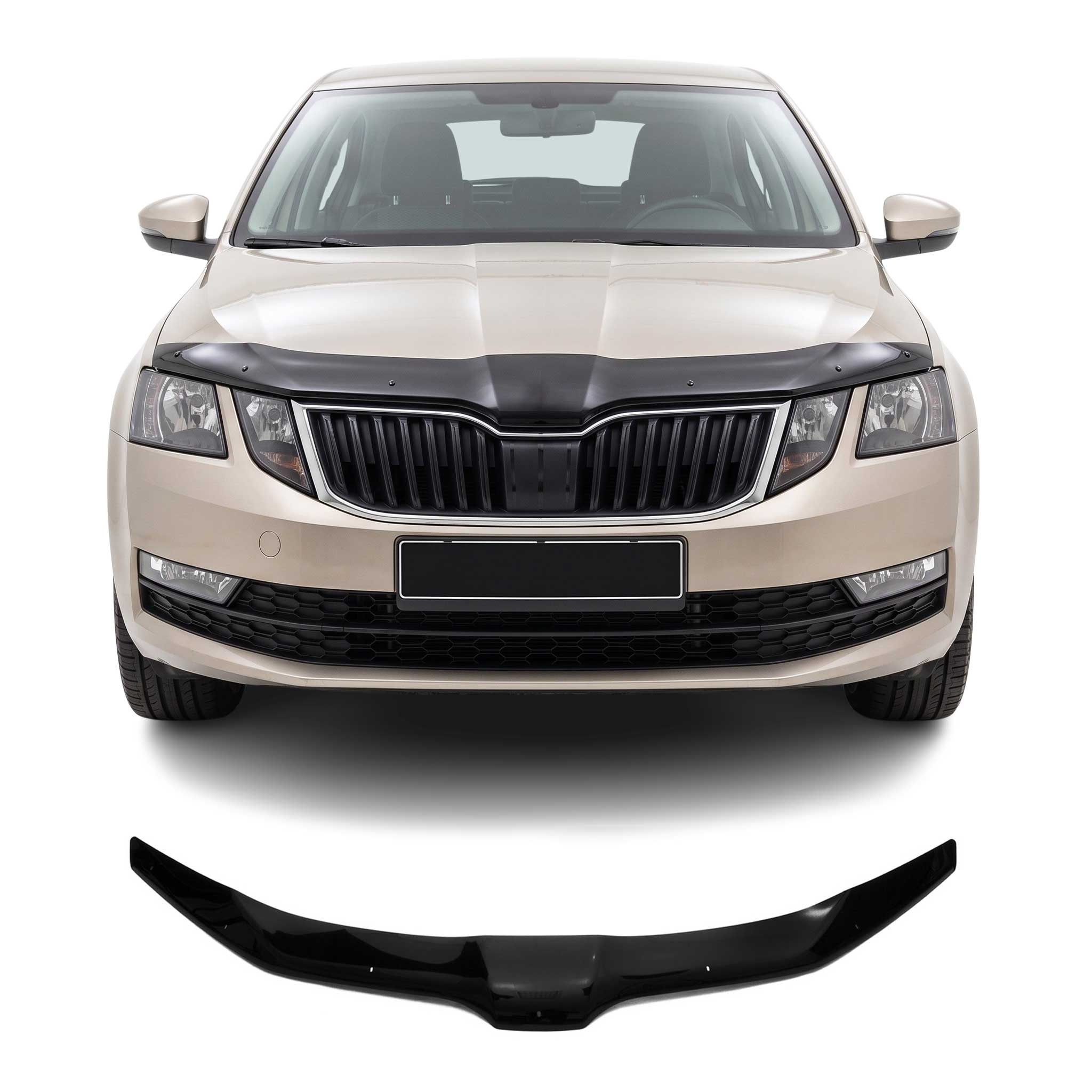 Motorhaube Deflektor Insekten Steinschlagschutz für Skoda Octavia 2017-20 Dunkel