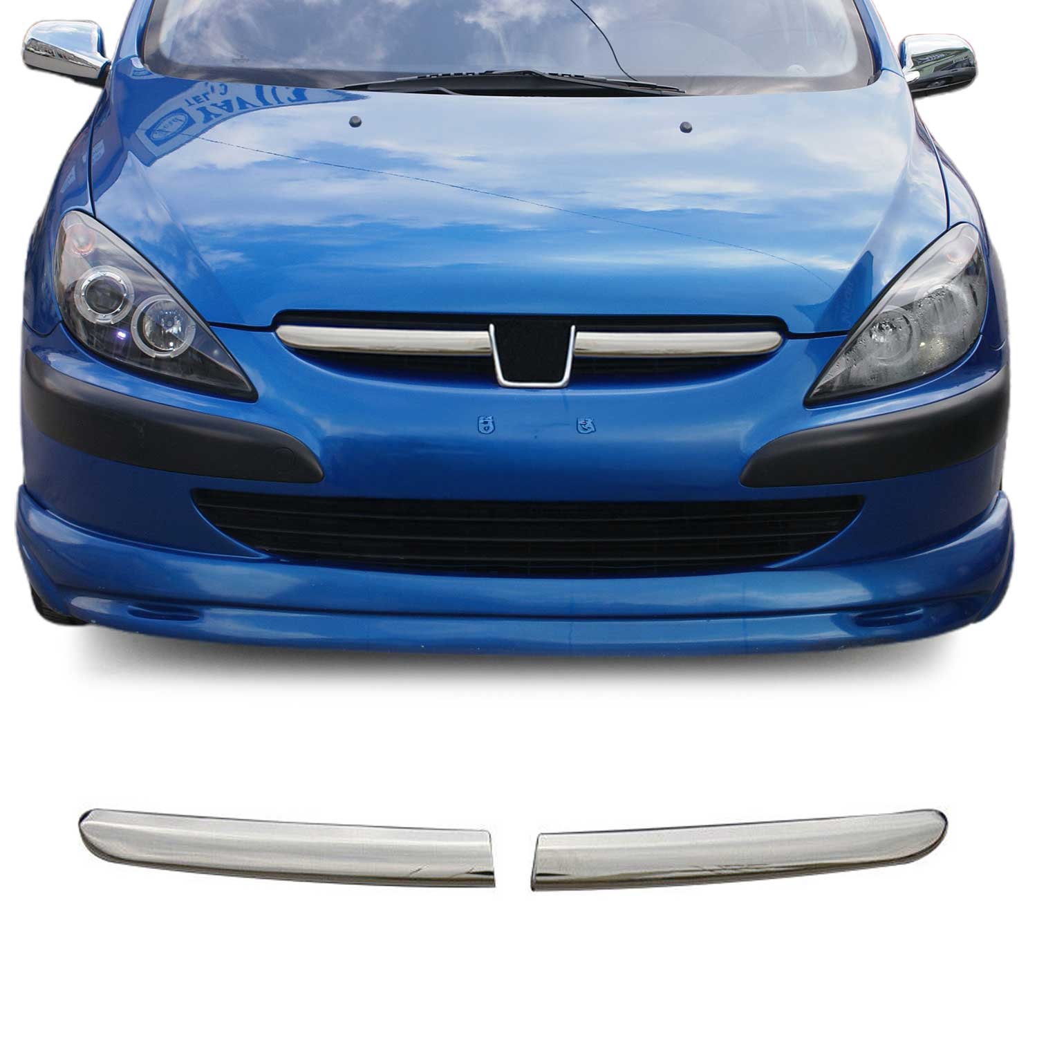 Kühlergrill Leisten Grillleisten für Peugeot 307 2001-2005 Edelstahl Chrom 2tlg