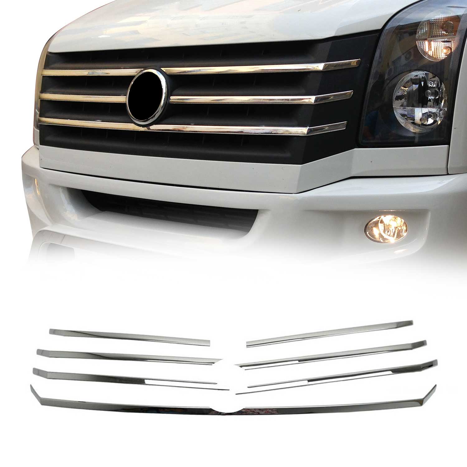 Kühlergrill Leisten Grillleisten für VW Crafter 2012-2017 Edelstahl Chrom 5tlg