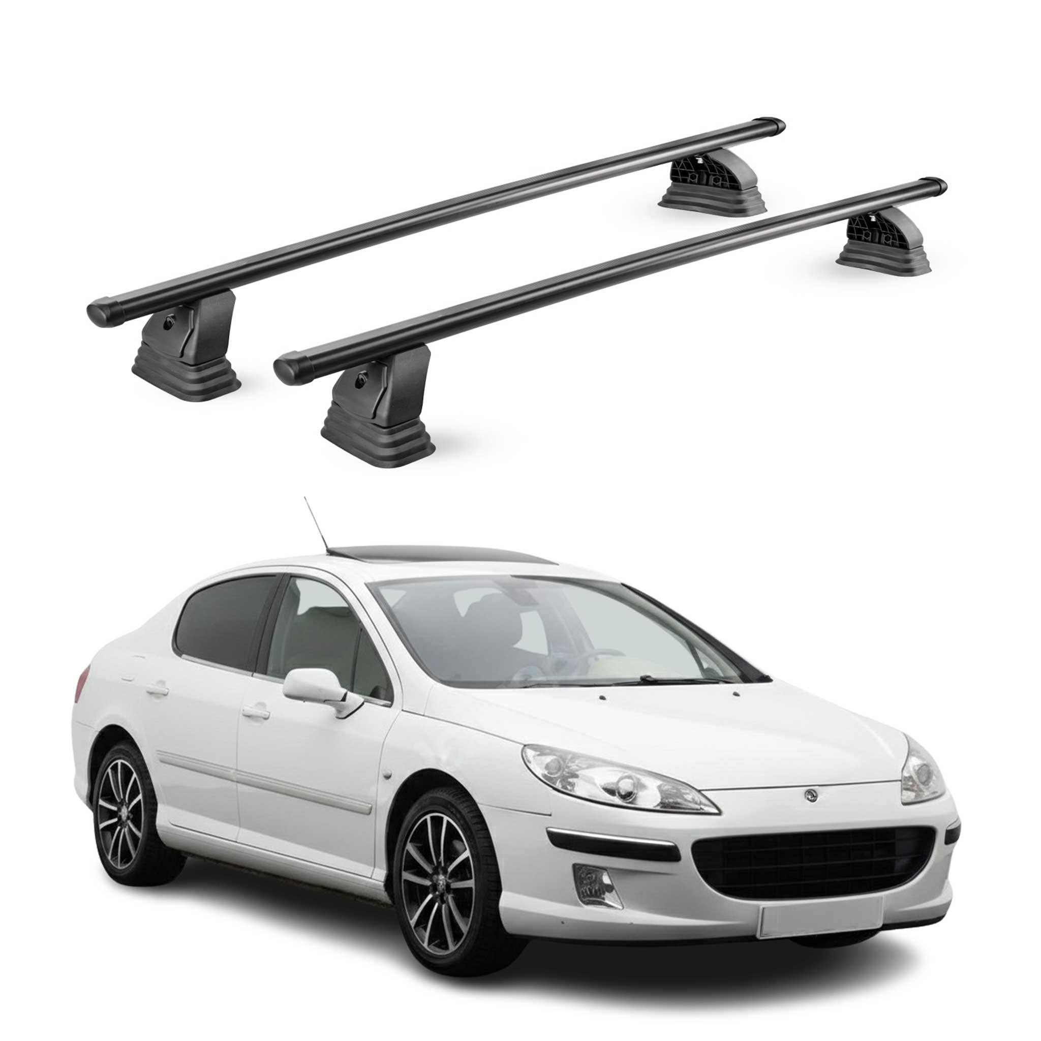Stahl Dachträger für Peugeot 407 2004-2011 TÜV Abschließbar 75 kg 2tlg Schwarz