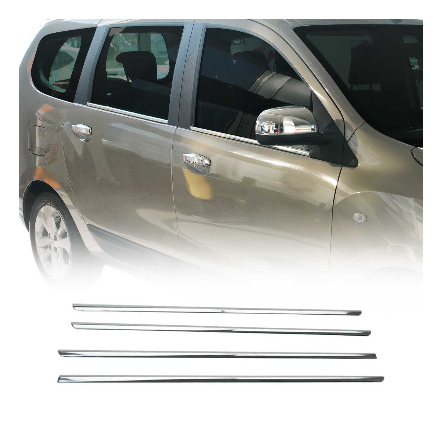 Fensterleisten Zierleisten für Dacia Lodgy 2012-2024 Edelstahl Chrom 4tlg