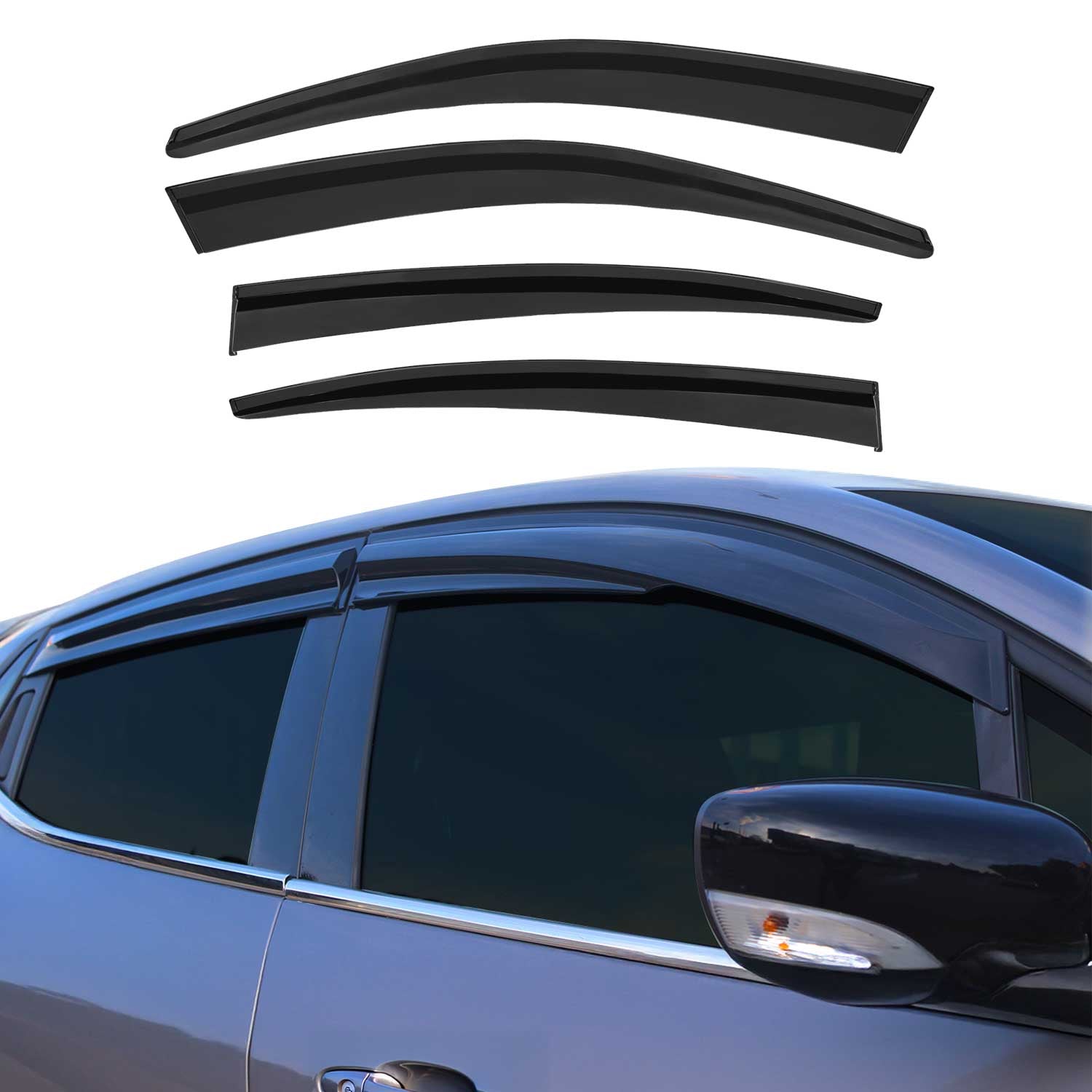 4x Windabweiser Regenabweiser für Fiat Tipo 2015-2026 Acryl Dunkel