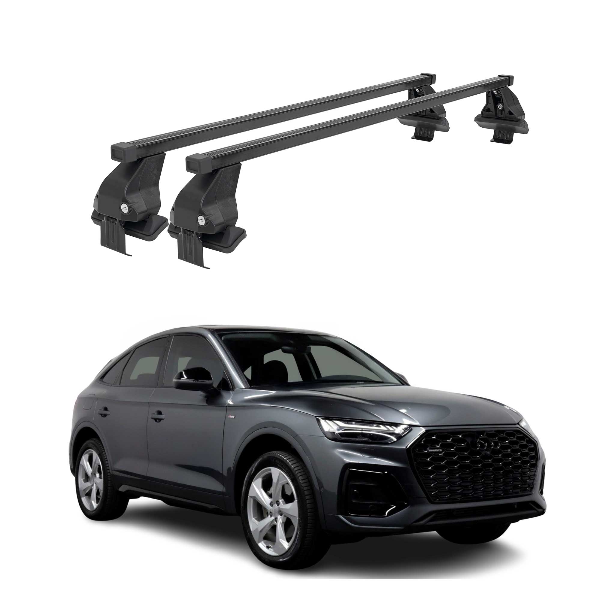 Menabo Dachträger Grundtäger für Audi Q5 FYT Sportback 2021-26 Schwarz Stahl 2x