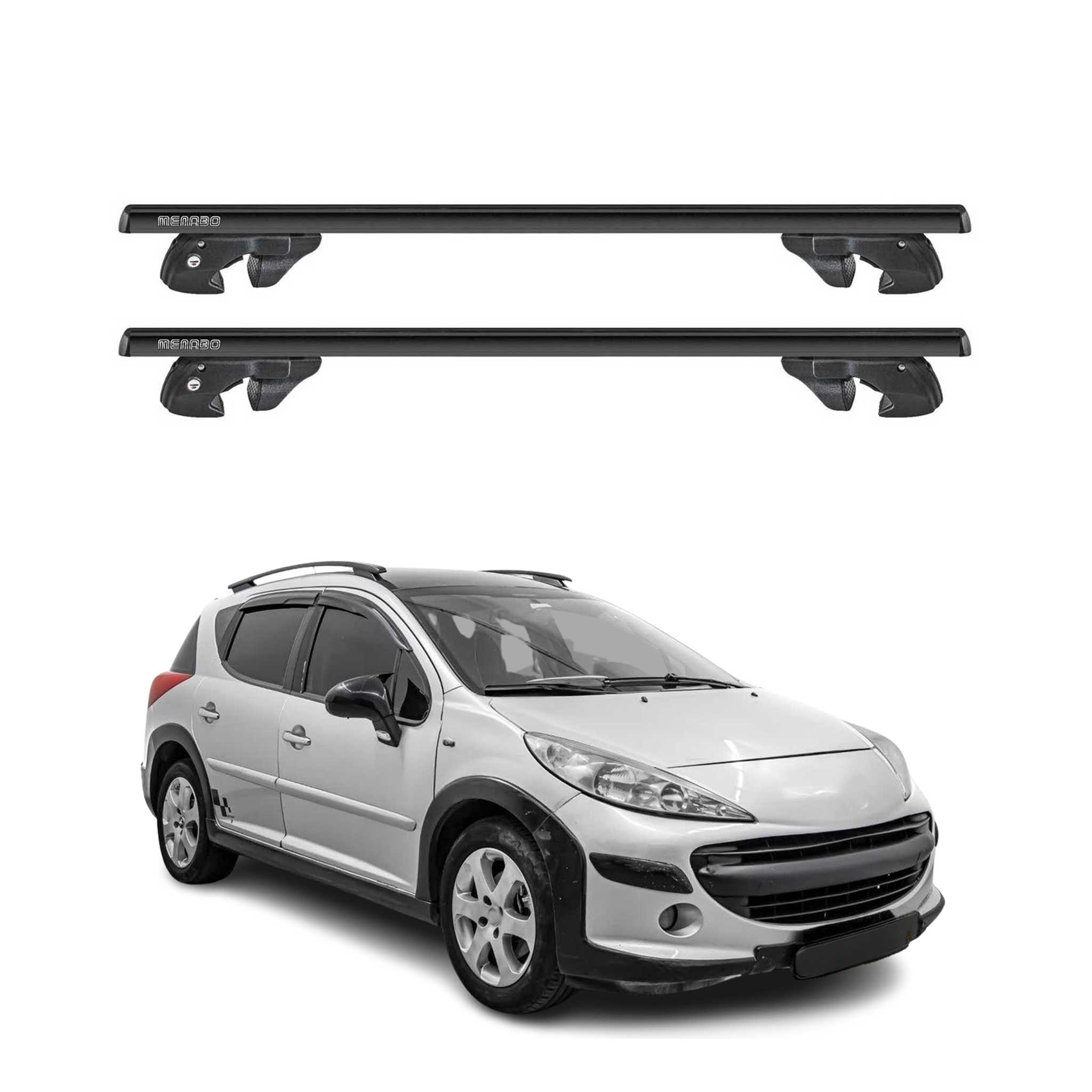 Dachträger Grundtäger für Peugeot 207 Kombi 2006-2012 Pre-FL Alu TÜV Schwarz 2x