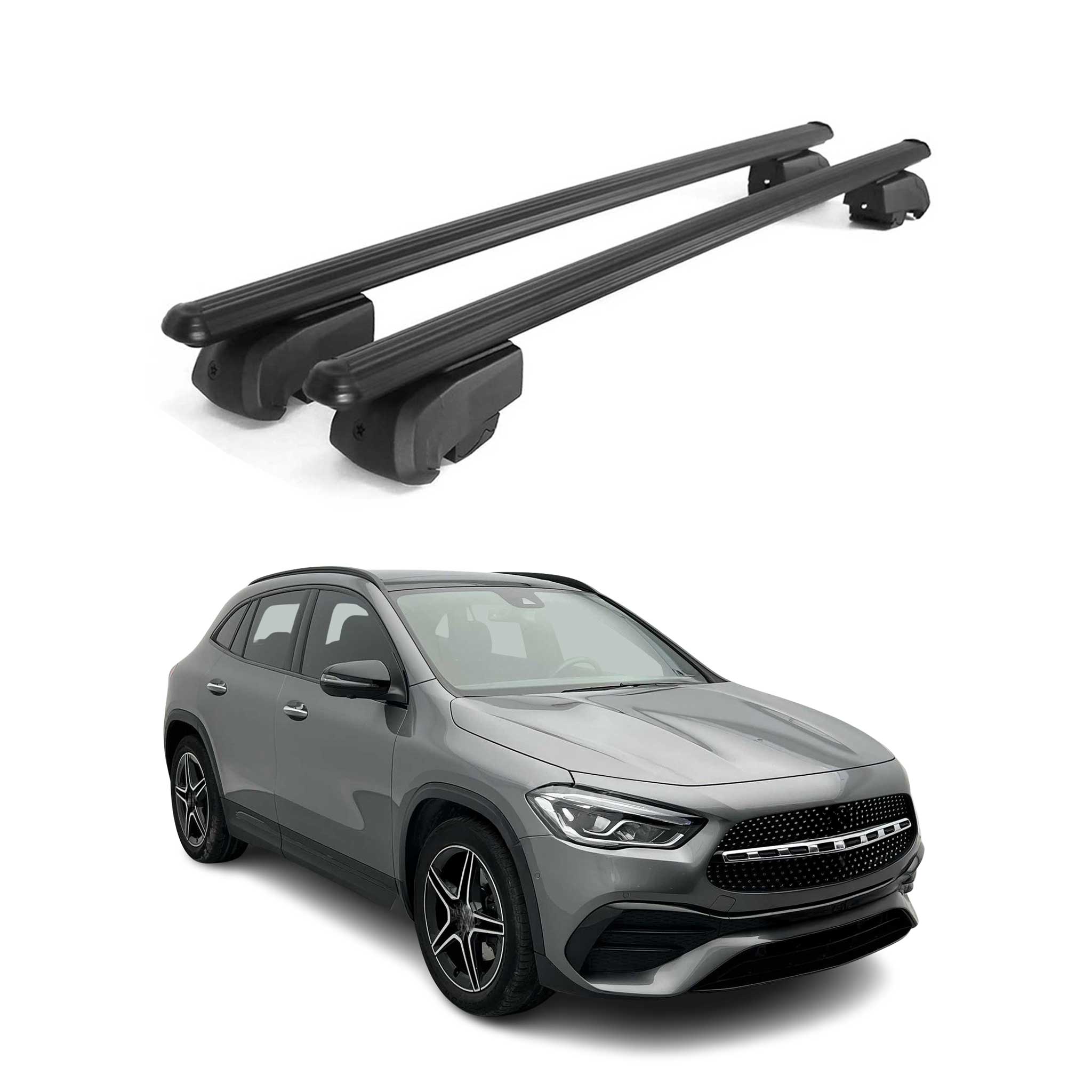 Dachträger Gepäckträger für Mercedes GLA H247 2020-2026 ABE Alu Schwarz 2tlg