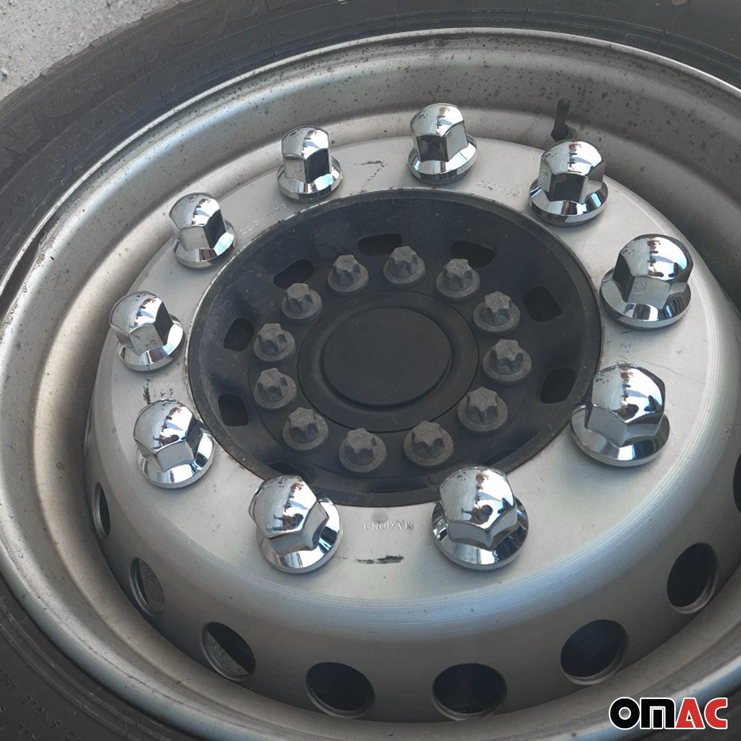 60x Glänzend Chrom Radmutterkappen Schutz Ø33mm für hohe Schrauben / LKW