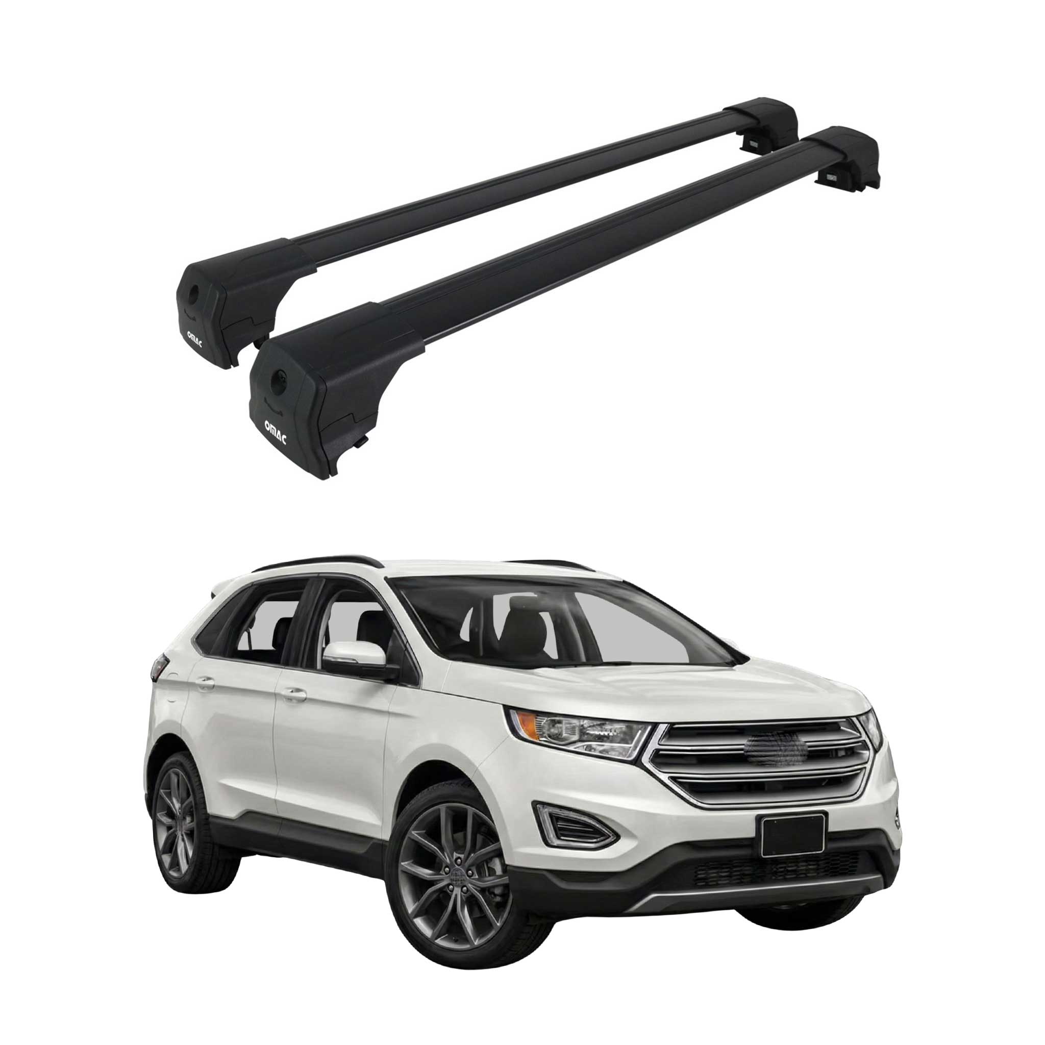Dachträger Grundtäger für Ford Edge II 2015-2023 75kg Aluminium Schwarz 2 tlg