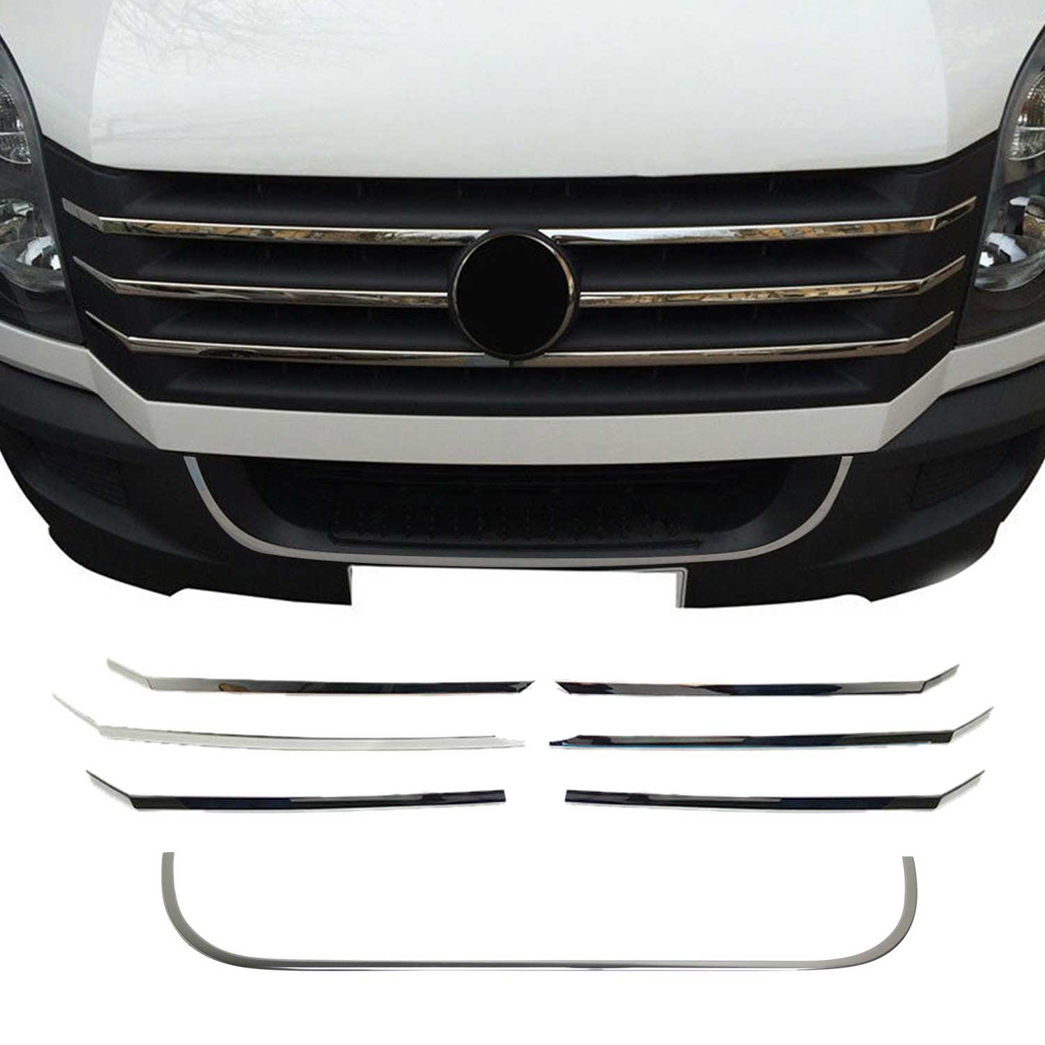 Kühlergrill Leisten Grillleisten für VW Crafter 2012-2017 Edelstahl Chrom 6tlg