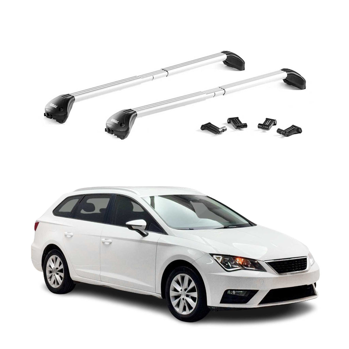 Dachträger Grundtäger für Seat Leon Kombi 2012-2026 100kg Alu Silber 2x ABE