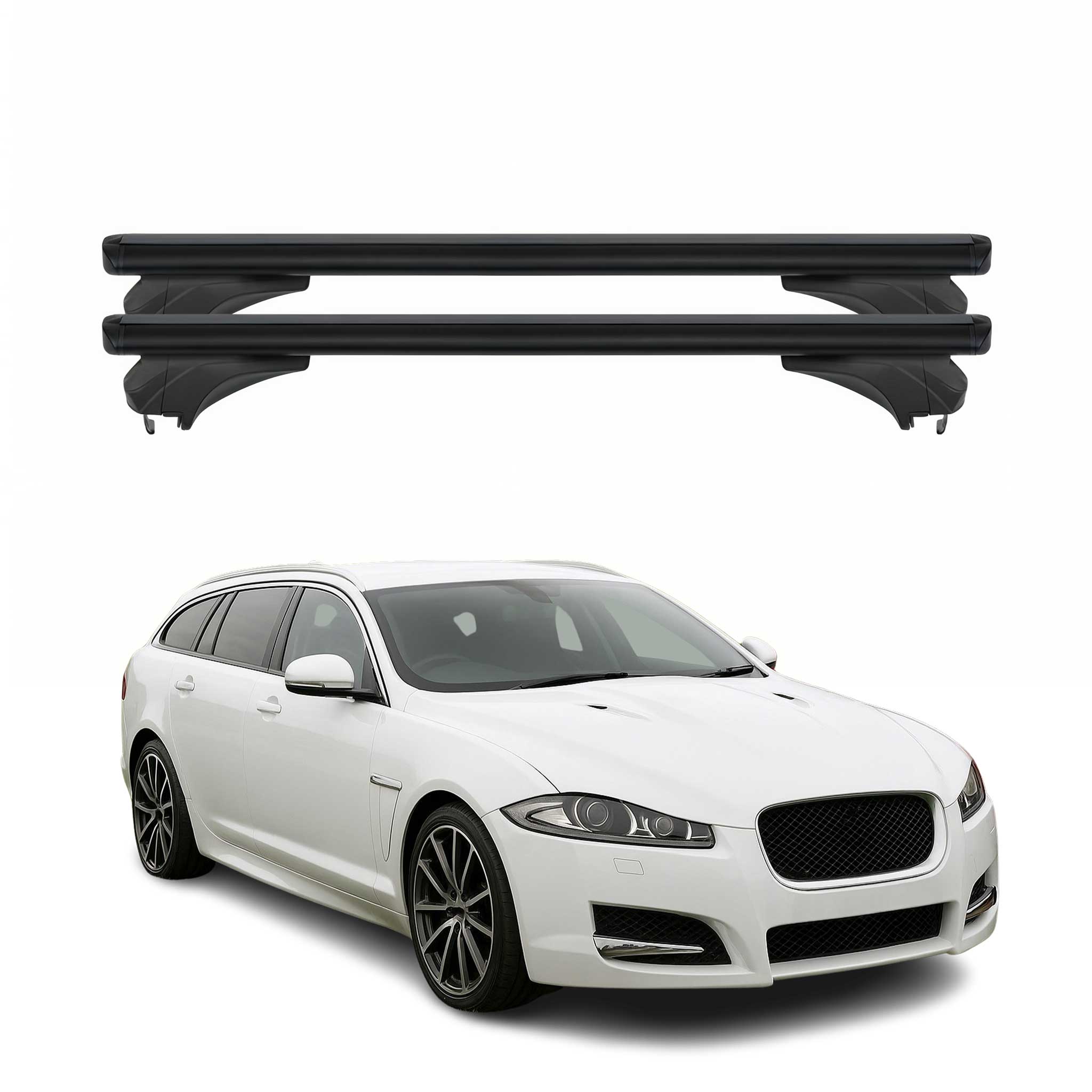 Menabo Dachträger für Jaguar XF X250 Sportbrake 2008-2015 Aluminium Schwarz 2tlg