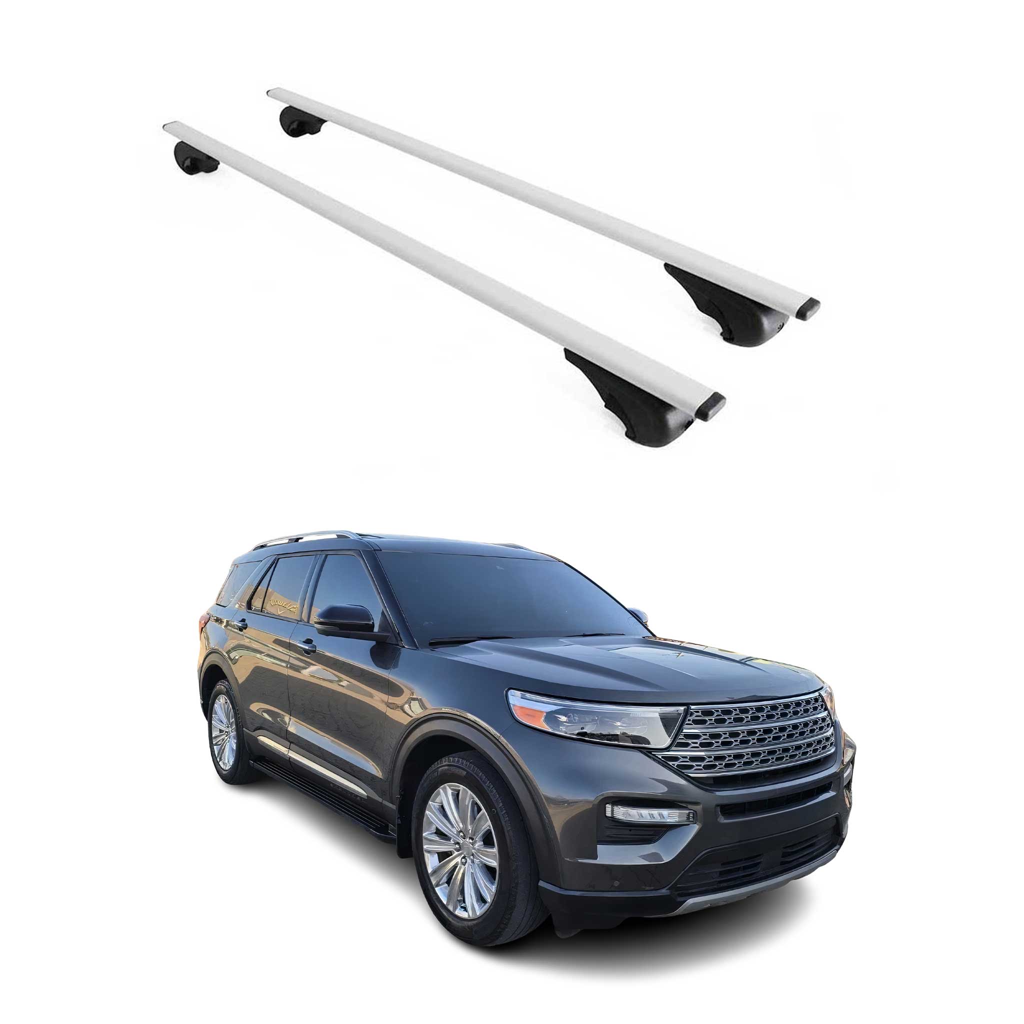 Dachträger Grundtäger für Ford Explorer 2020-2026 75kg Metall Silber 2 tlg