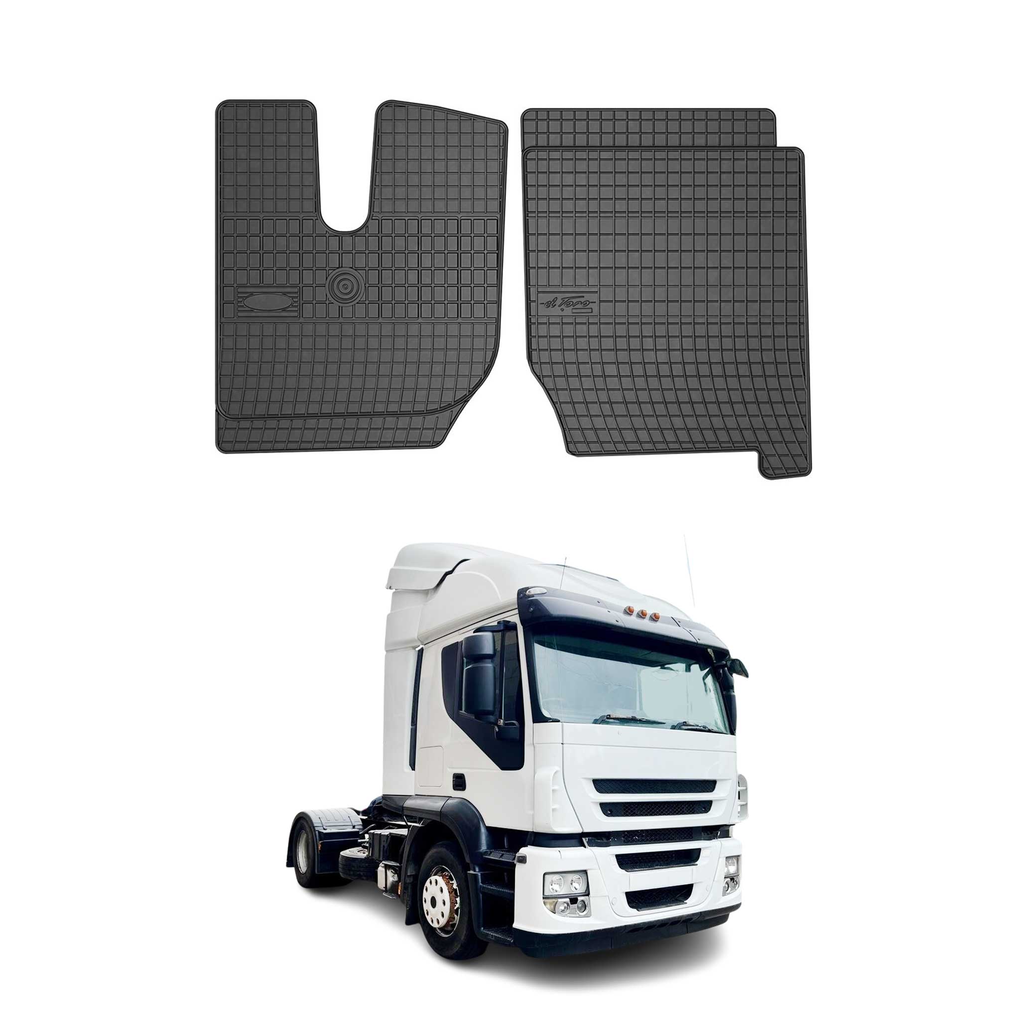 OMAC Gummi Fußmatten für Iveco Stralis 2002-2019 Automatten Gummi Schwarz 2tlg