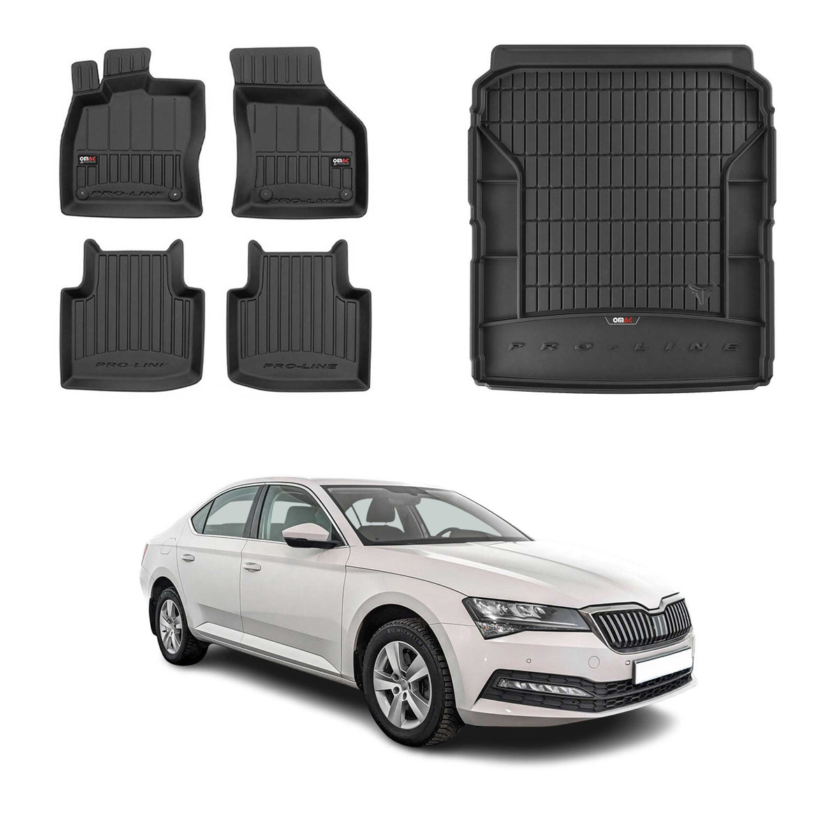 OMAC Fußmatten & Kofferraumwanne Set für Skoda Superb Kombi 2015-2024