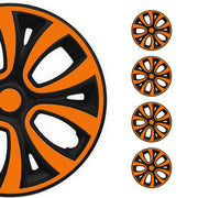 4x Radkappen Radzierblenden Radblenden 15" Zoll Stahlfelgen Orange Matt Schwarz