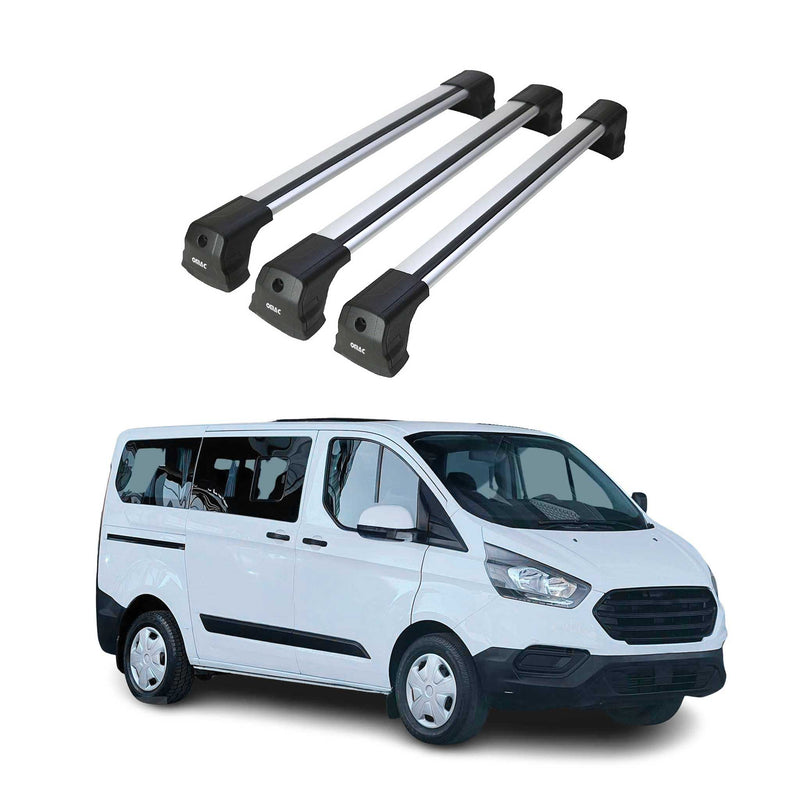Dachträger für Ford Transit Custom / Tourneo Custom 2013-2022 75kg Silber 3 tlg