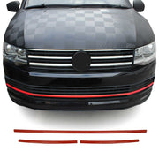 Kühlergrill Leisten Grillleisten für VW T6 2015-2019 Highline Edelstahl Rot 3tlg