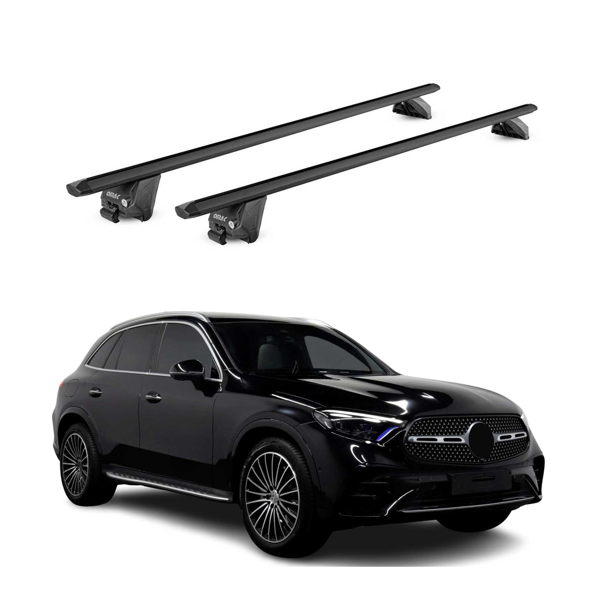 Dachträger für Mercedes GLC X254 2022-2026 100kg Aluminium Schwarz 2 tlg ABE