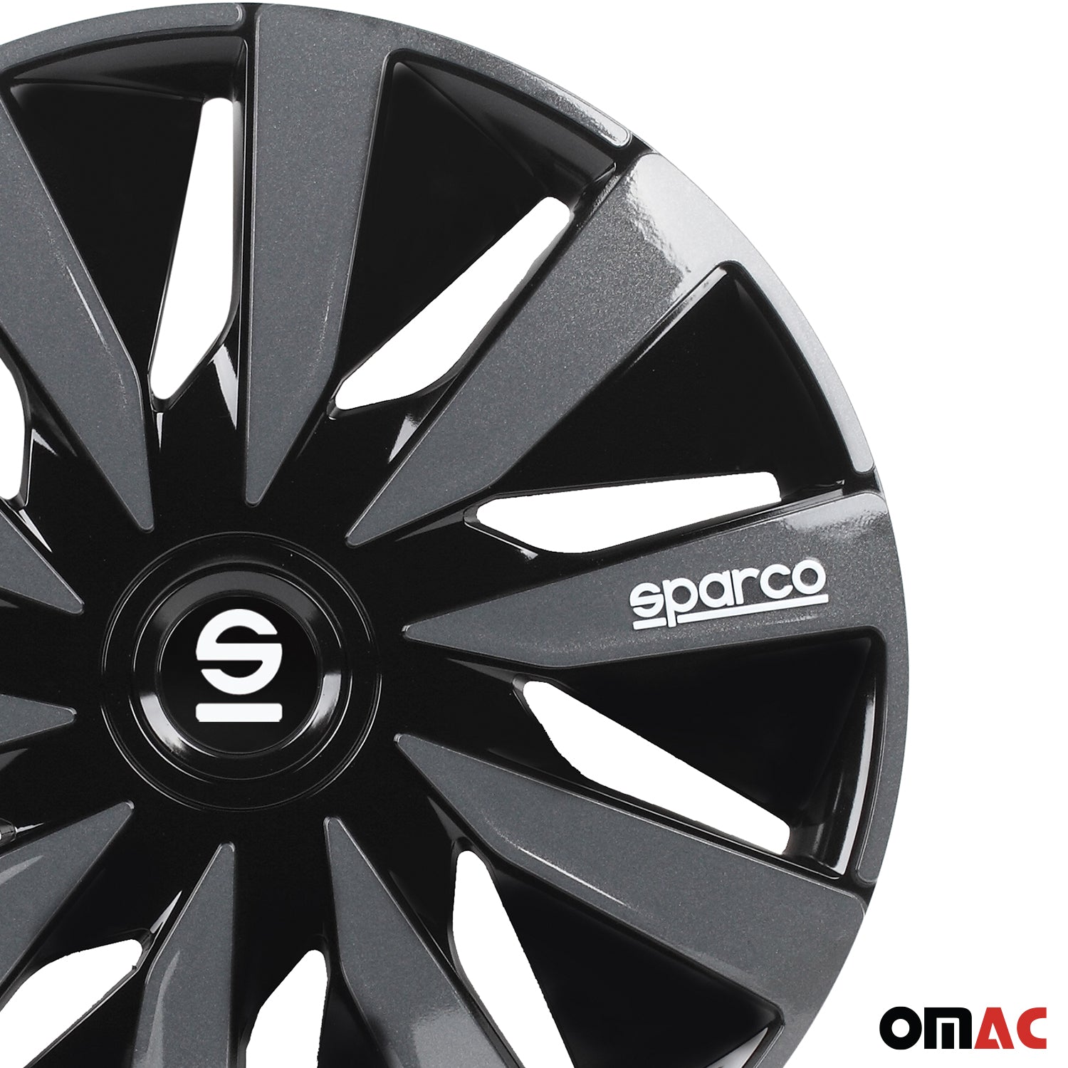 Radkappen Radzierblenden Sparco Lazio 16" Zoll Abdeckung Set Schwarz Grau 4x