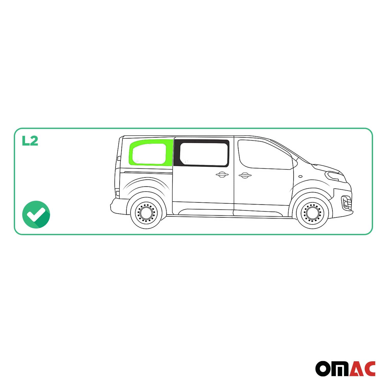 Auto Seitenfenster Seitenscheibe für Citroen Jumpy 2016-2026 Rechts Schwarz L2