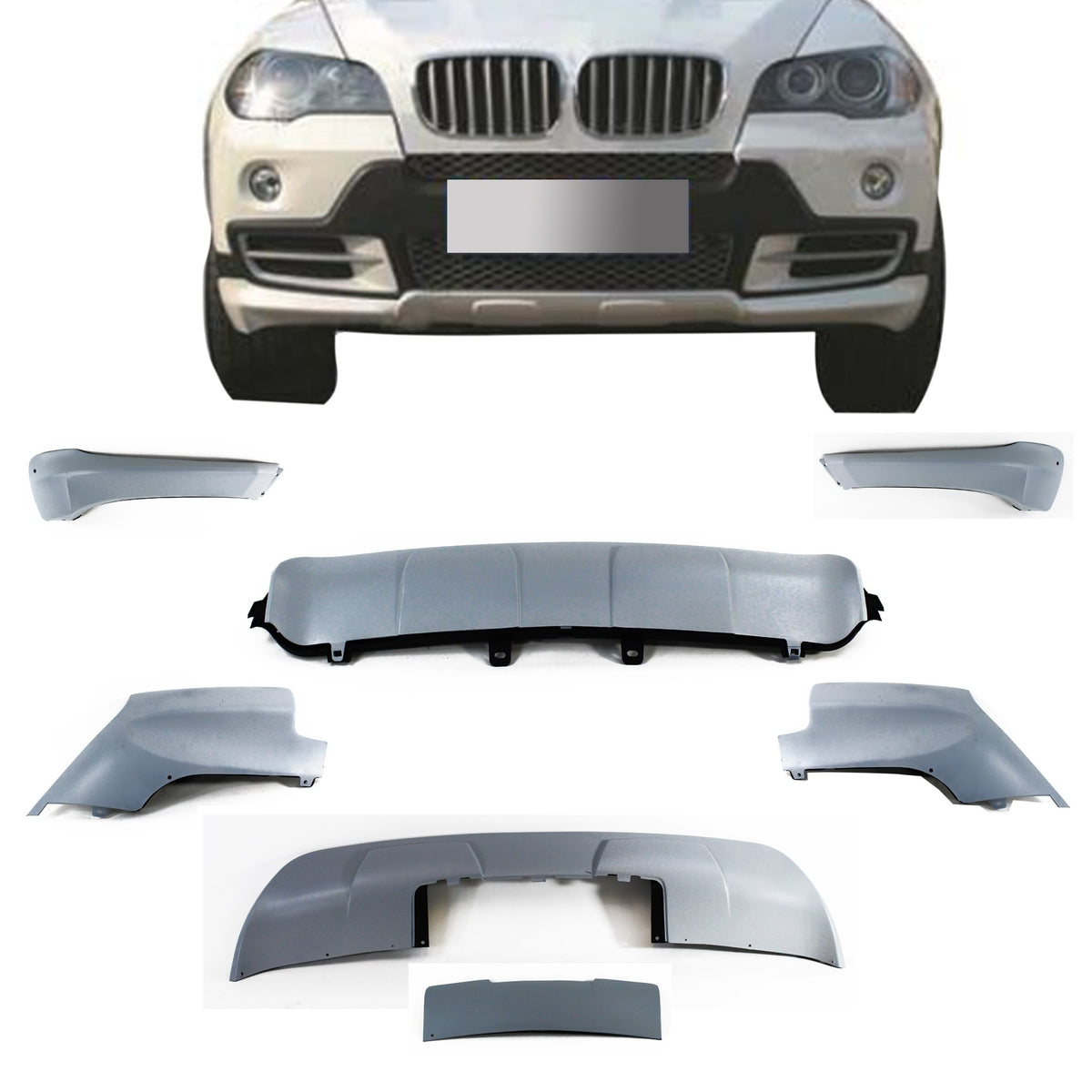 JOM Stoßstangen Spoiler Kit vorne/hinten für BMW X5 (E70) 2007-2010 nicht passend für LCI