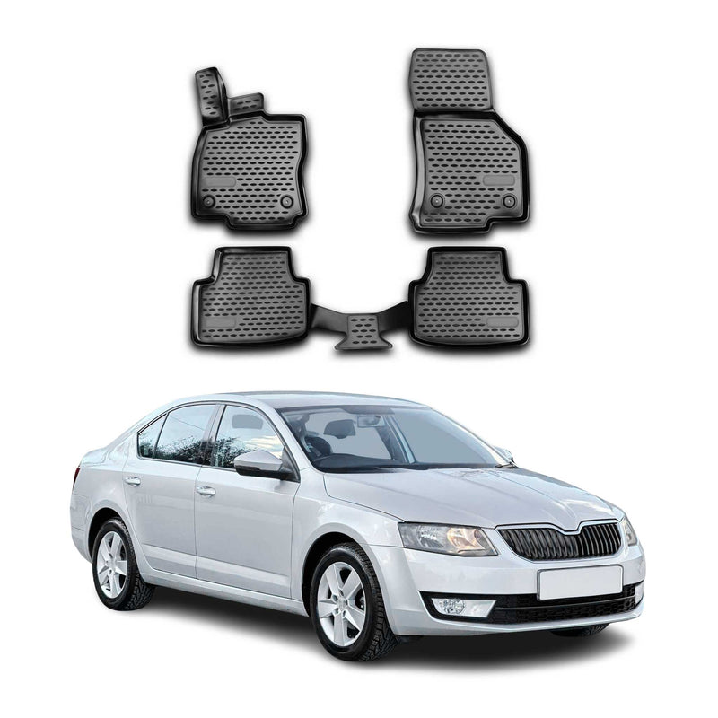 OMAC Gummimatten Fußmatten für Skoda Octavia 2013-2020 TPE Automatten Schwarz 4x