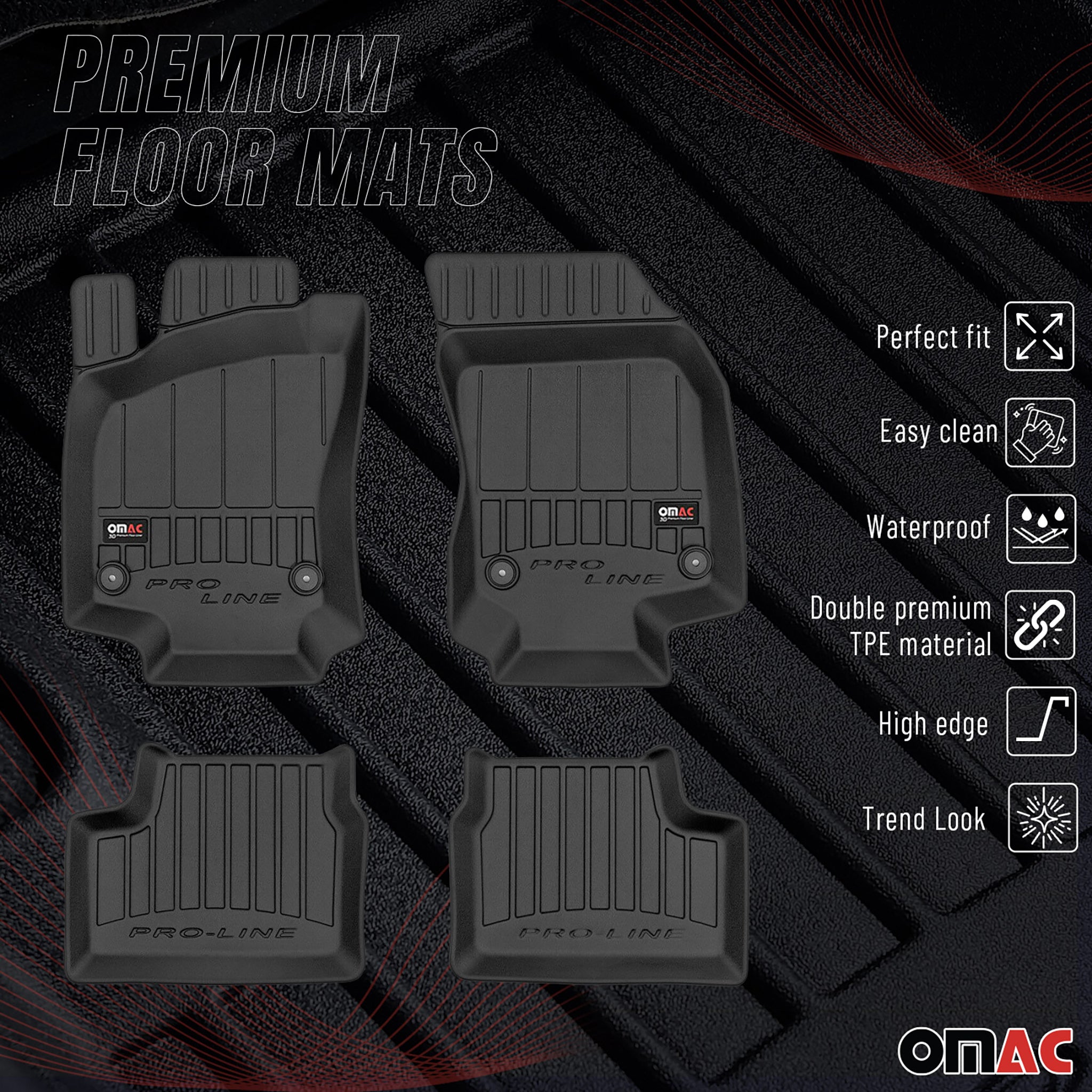 OMAC Gummi Fußmatten für Opel Astra H 2004-2014 Premium TPE Automatten 4tlg