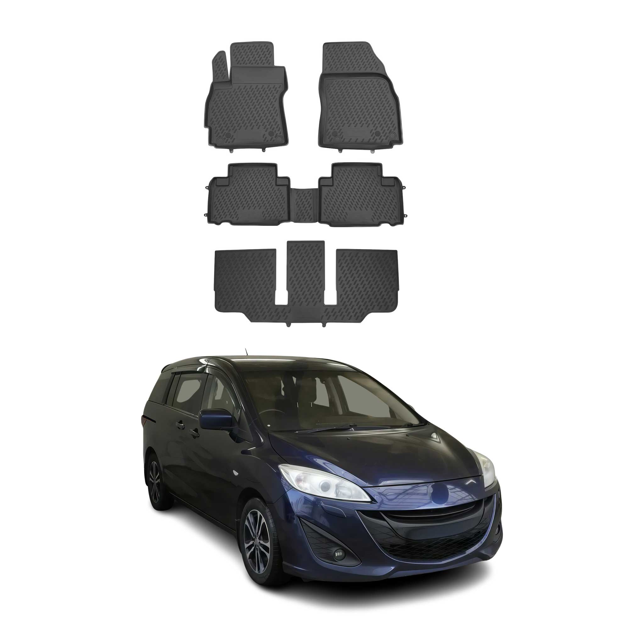 OMAC Gummimatten Fußmatten für Mazda 5 2010-2021 TPE Automatten Schwarz 5x