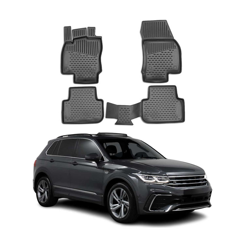 2016-2024 VW Tiguan / Tiguan Allspace Fußmatten Gummimatten TPE Schwarz 4 tlg