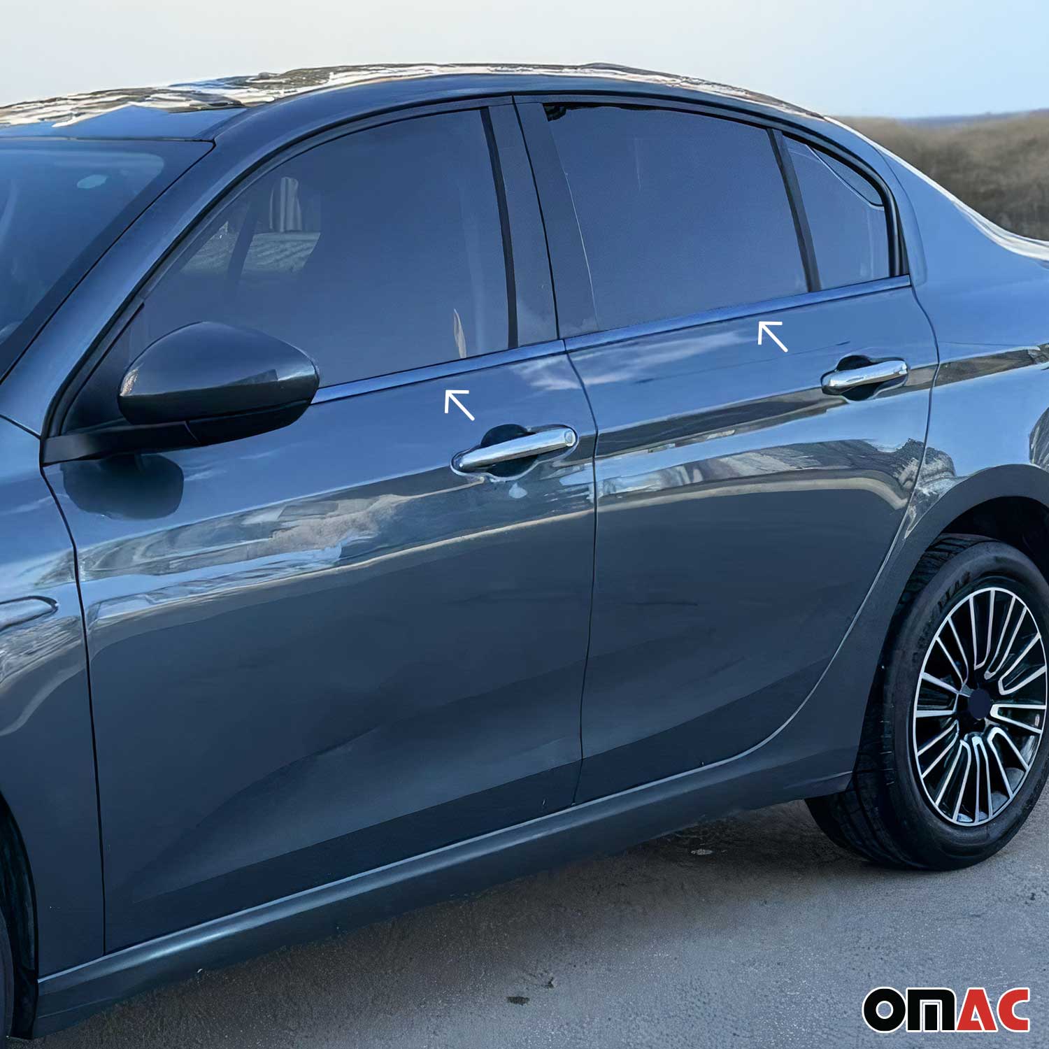 Fensterleisten Zierleisten für Fiat Tipo 2015-2026 Edelstahl Dunkel 4tlg
