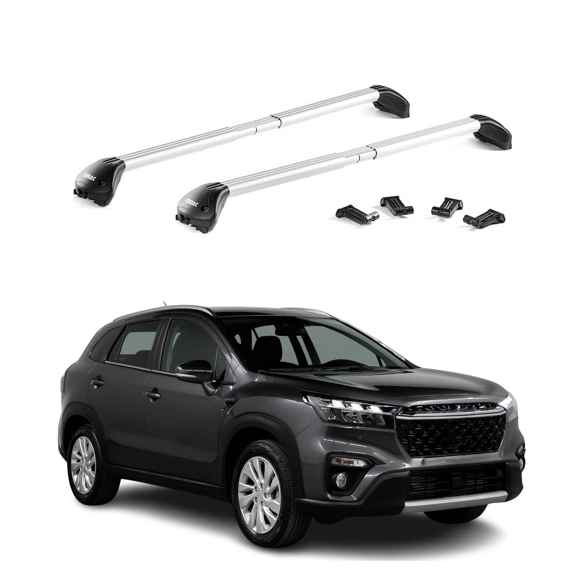 Dachträger Grundtäger für Suzuki S-Cross 2022-2026 100kg Alu Silber 2 tlg ABE