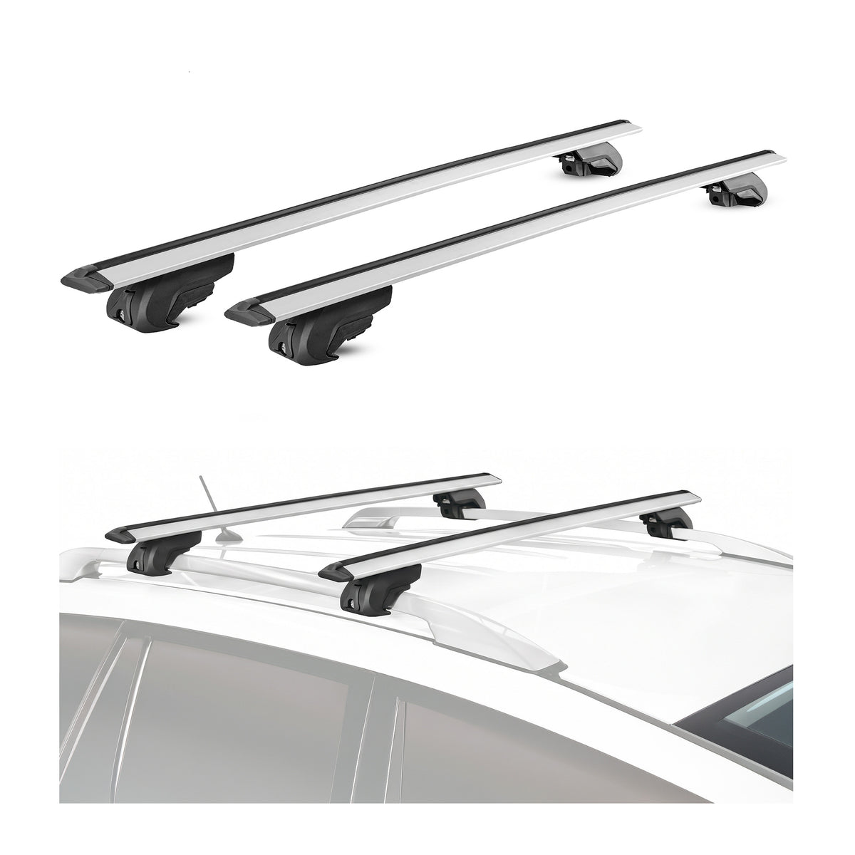 Dachträger für Toyota Land Cruiser 200 2005-2021 Aluminium Grau 2 Stück