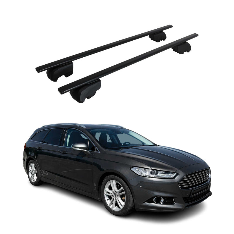 Dachträger Grundtäger für Ford Mondeo Turnier 2014-2022 75kg Metall Schwarz 2x