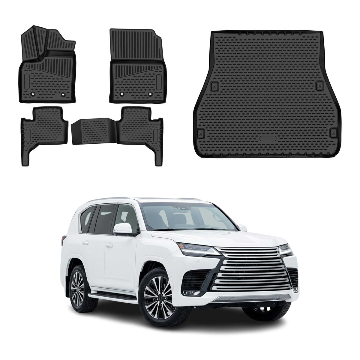 OMAC Fußmatten & Kofferraumwanne Set für Lexus LX600 2022-2026 5Sitze