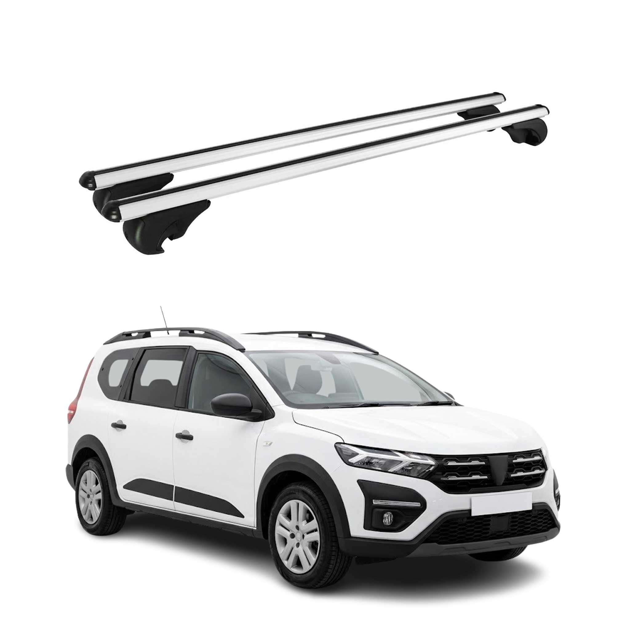 Dachträger Grundträger für Dacia Jogger 2022-2026 TÜV Aluminium Silber 2tlg