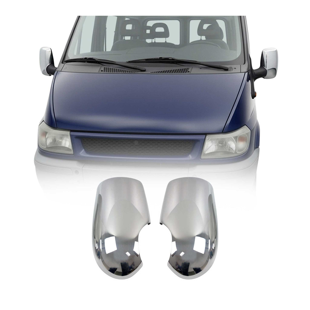 Spiegelkappen Spiegelabdeckung für Ford Transit 2000-2012 Chrom ABS Silber 2tlg