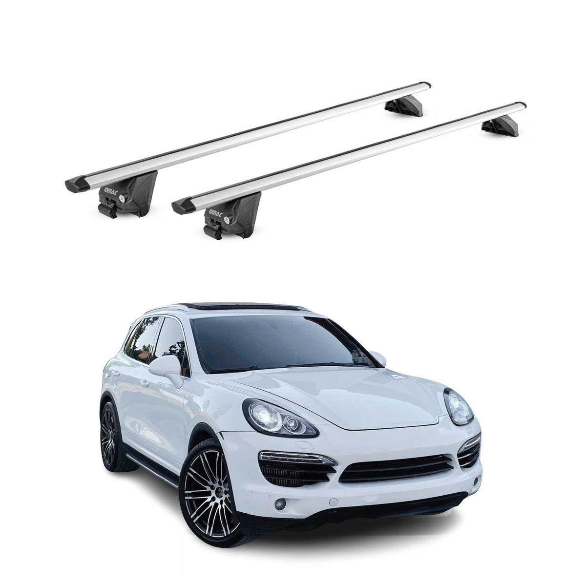 Dachträger Grundtäger für Porsche Macan 2015-2026 100kg Alu Silber 2tlg ABE