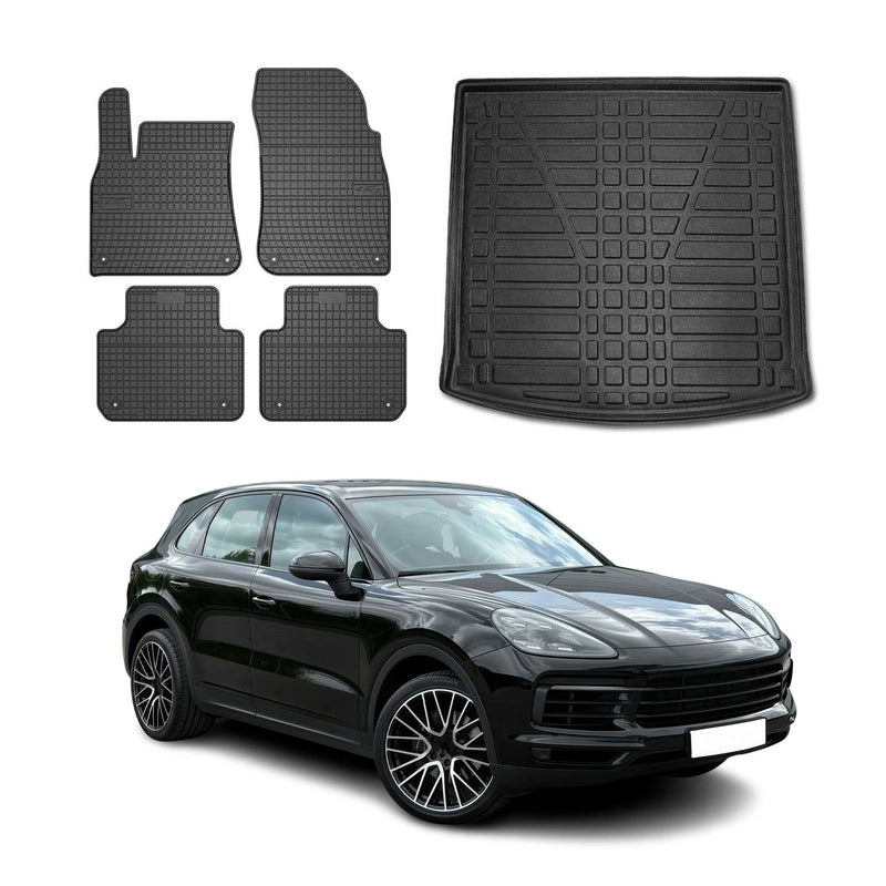 Fußmatten & Kofferraumwanne Set für Porsche Cayenne PO536 2017-2025 Gummi 5x