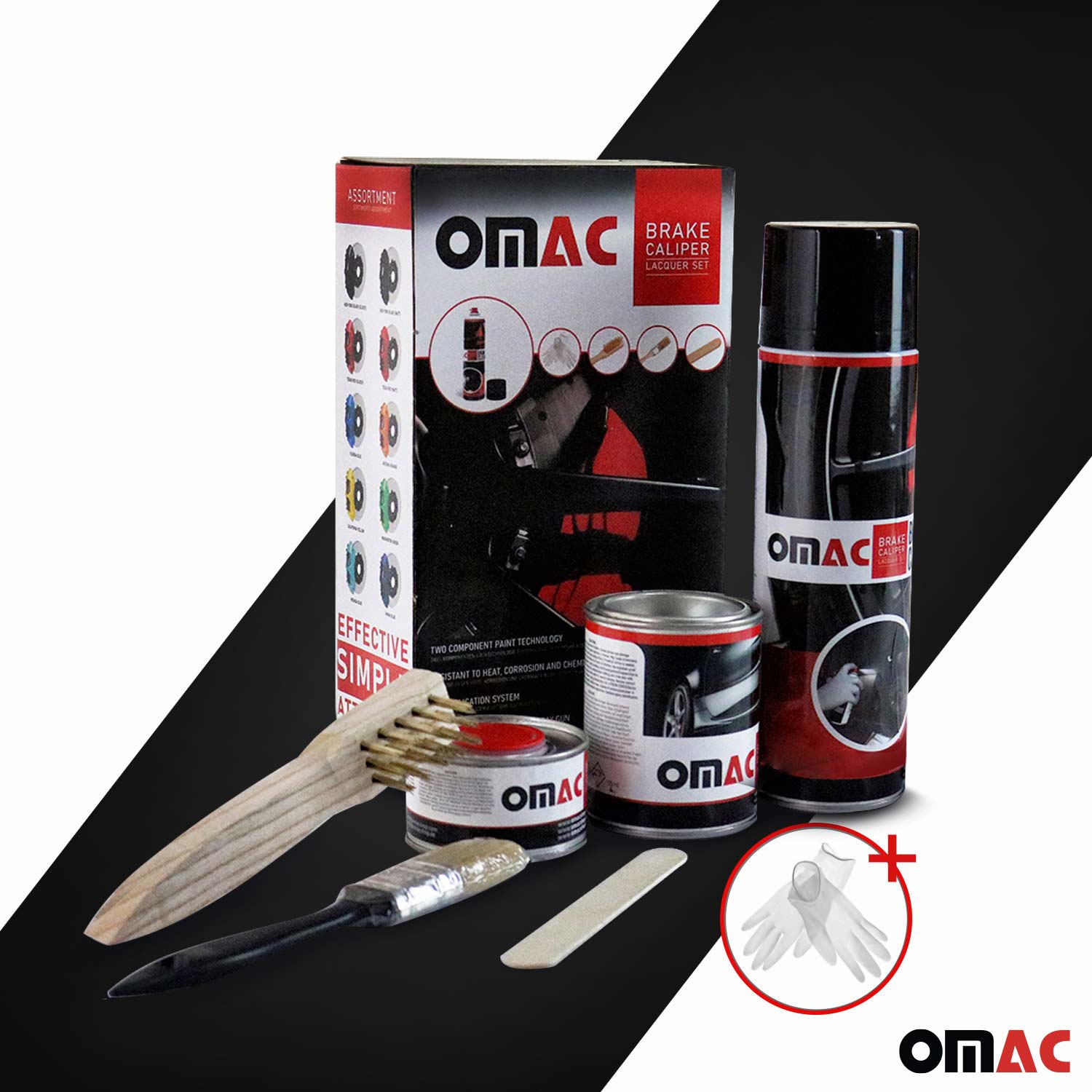 OMAC Bremssattellack Bremssattelfarbe New York Schwarz Glänz Auto Lack Set
