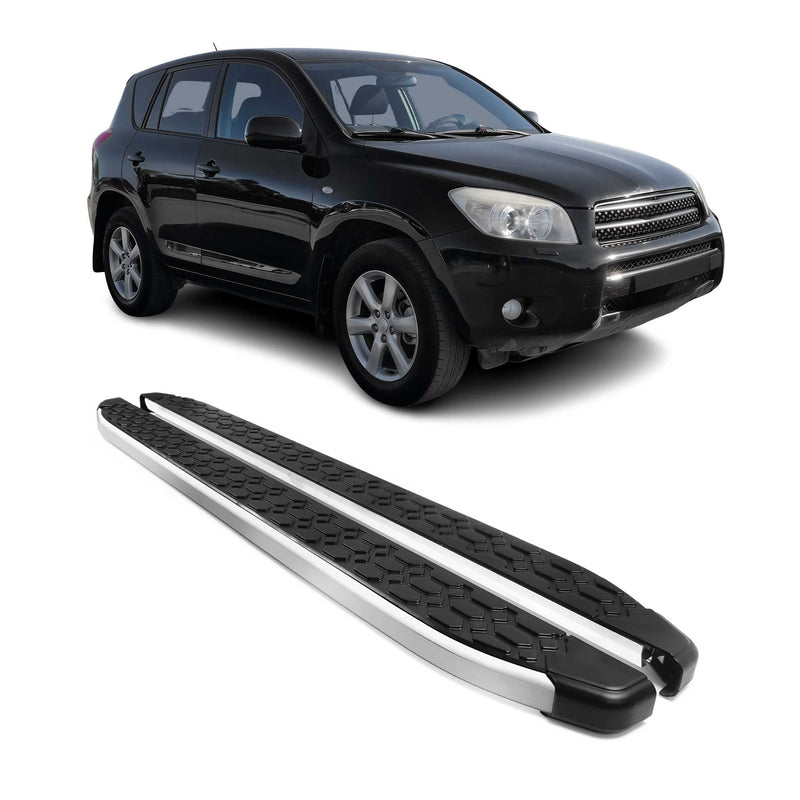 Alu Trittbretter Seitenschweller für Toyota RAV4 2005-2012 Schwarz Silber 2tlg