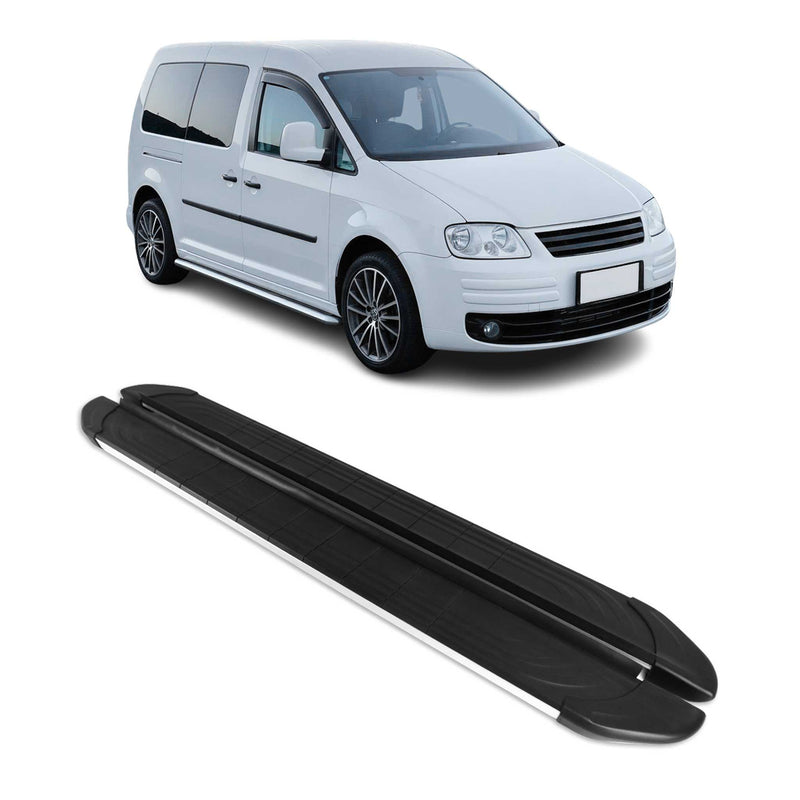 Trittbretter Seitenschweller für VW Caddy Maxi 2003-2020 Alu Schwarz Silber 2x