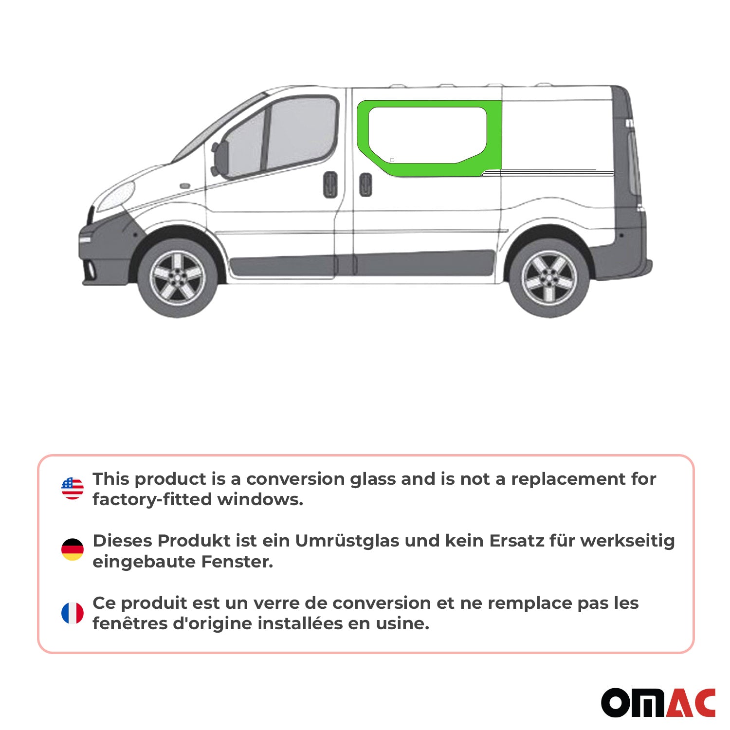 Seitenfenster für Opel Vivaro 2001-2014 L1 L2 Schwarz Auto Fenster Links