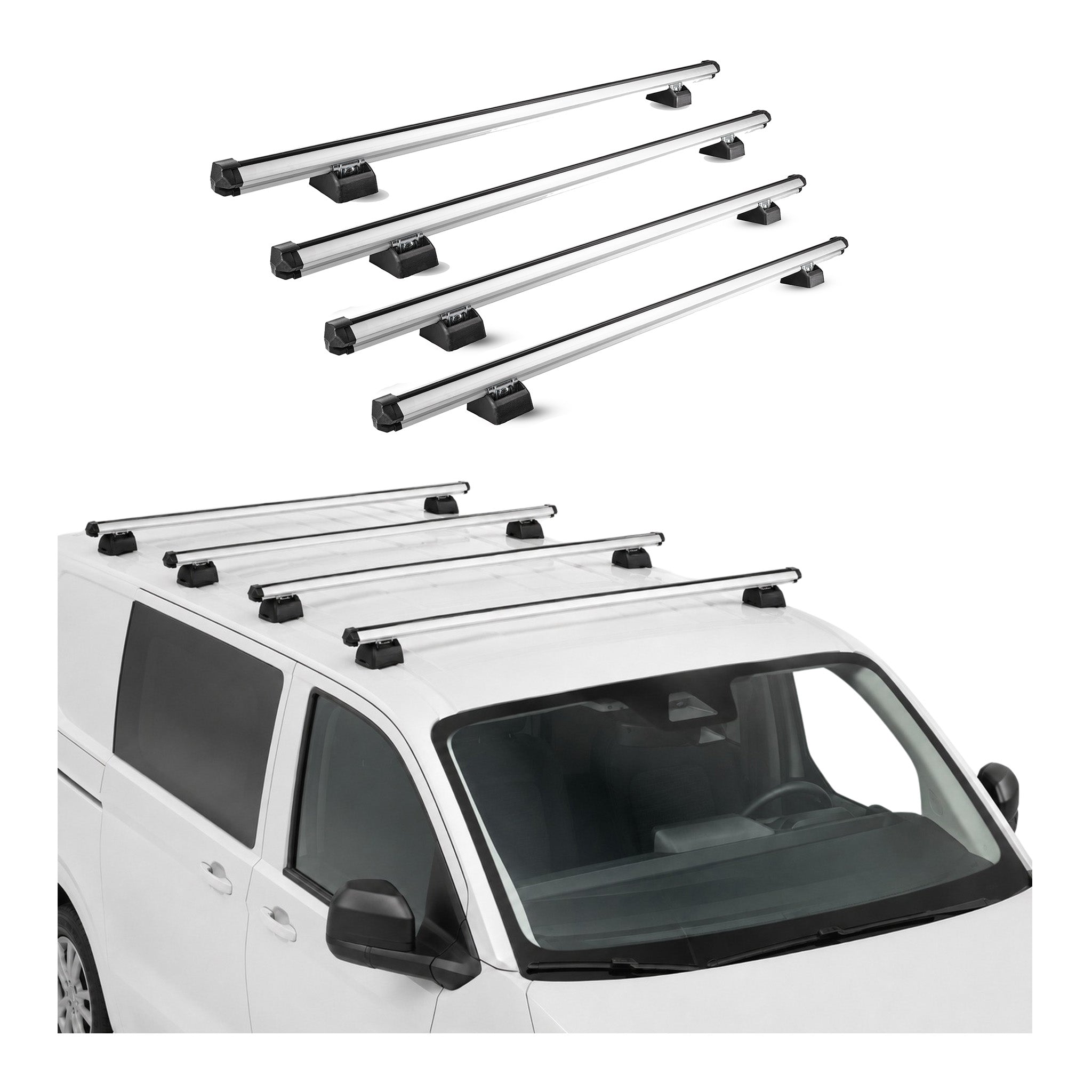 Dachträger für Opel Movano B 2010-2021 H1+H2 4-Träger Aluminium Silber