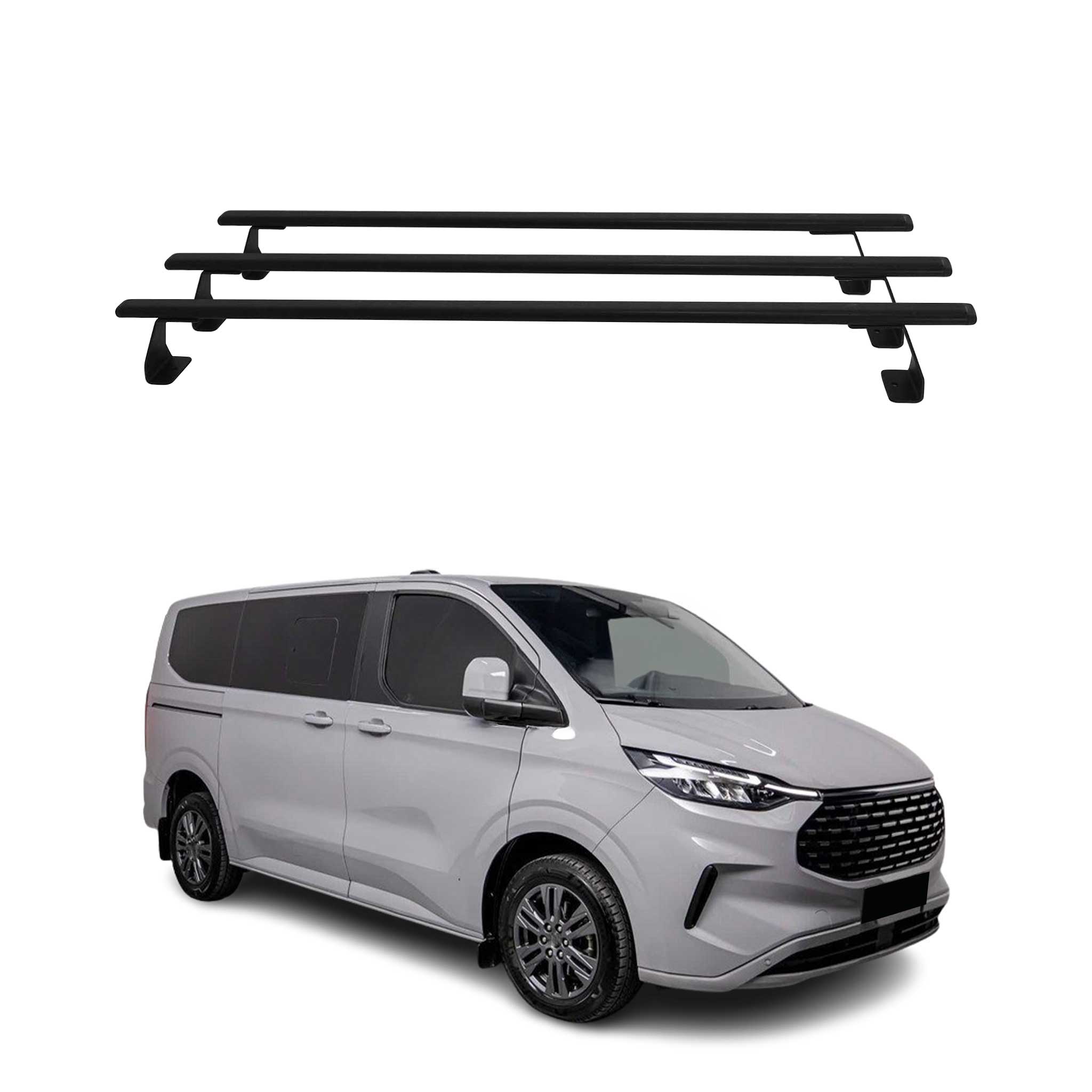 Dachträger für Ford Transit Custom / Tourneo Custom 2023-26 75kg Schwarz 3tlg