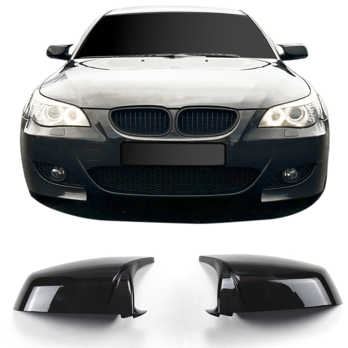 JOM Spiegelkappen für BMW (E60/E61) LCI 2007-2009 Schwarz Glänzend RHD/LHD ABS